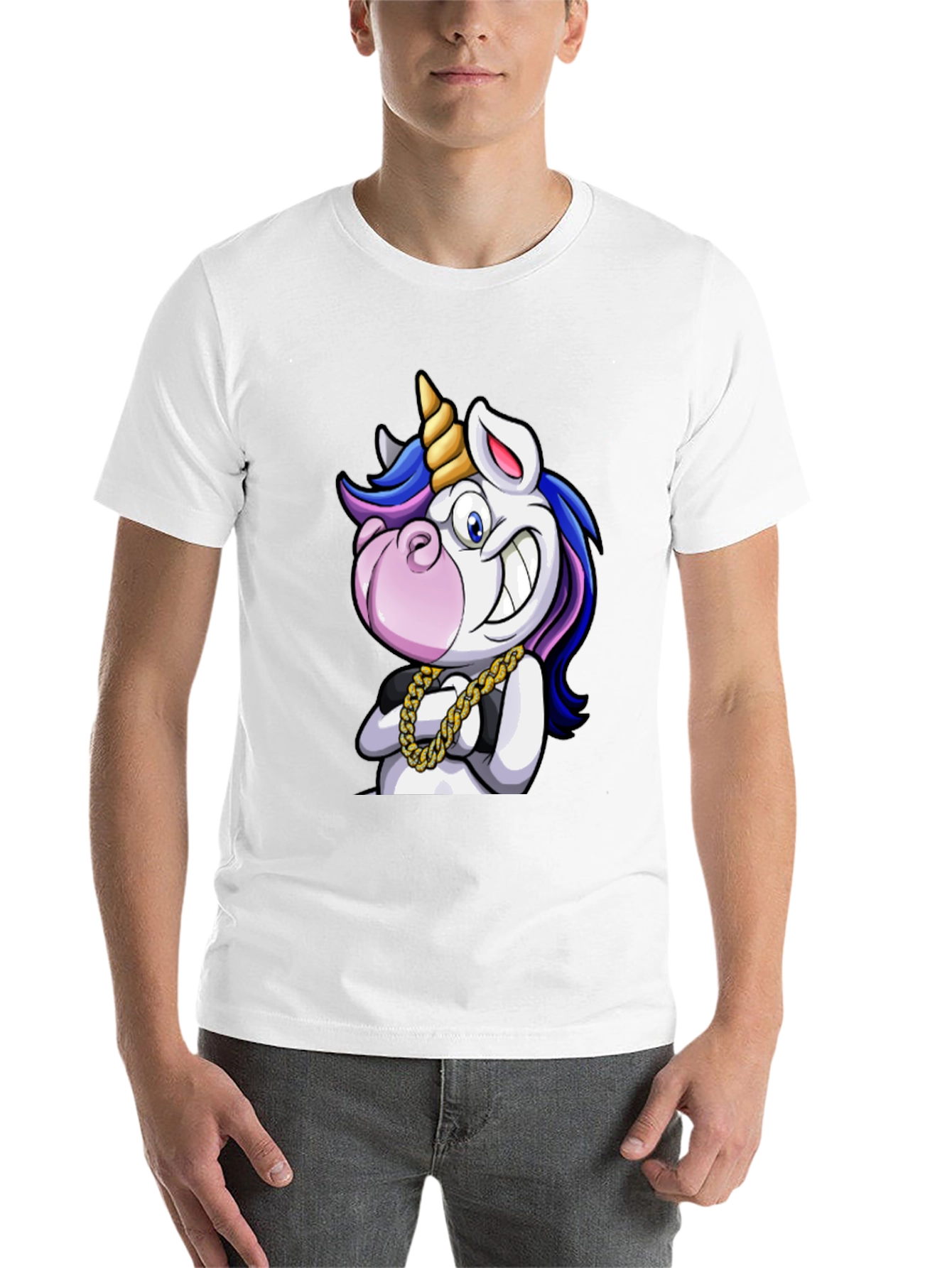 Black Unicorn Swag T-Shirt - Cartoon Graphic Tee view 14