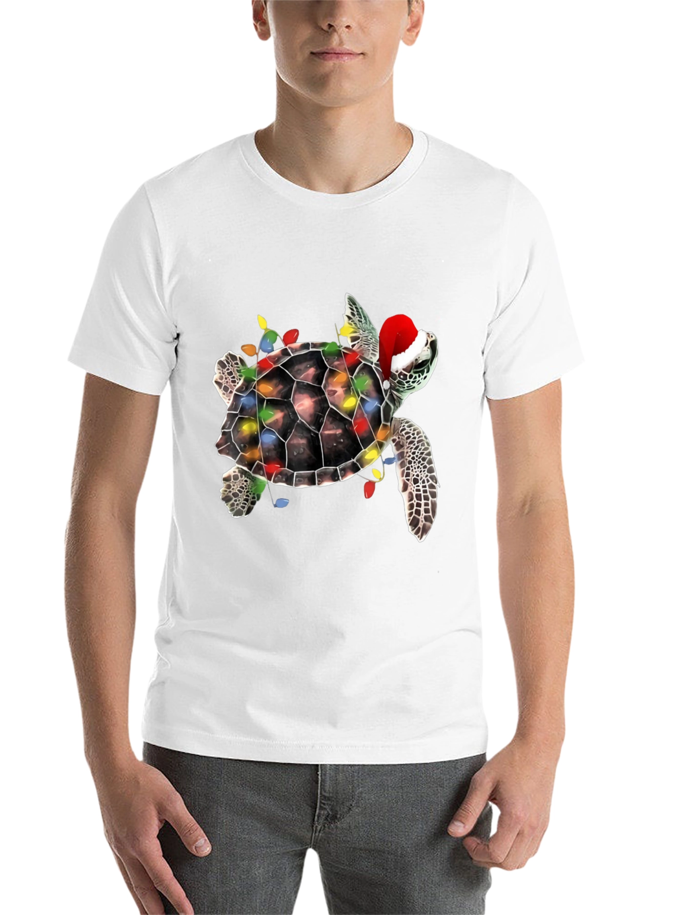 Black Festive Turtle Christmas T-Shirt view 14