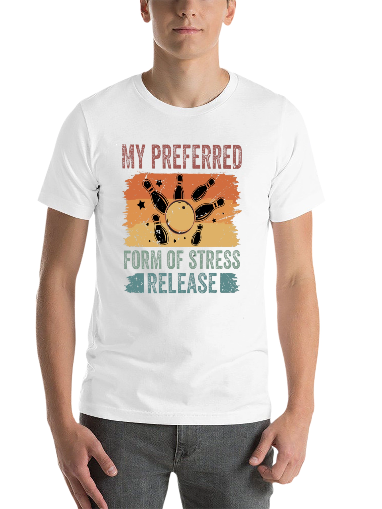 Black Bowling Stress Relief Graphic Tee view 14