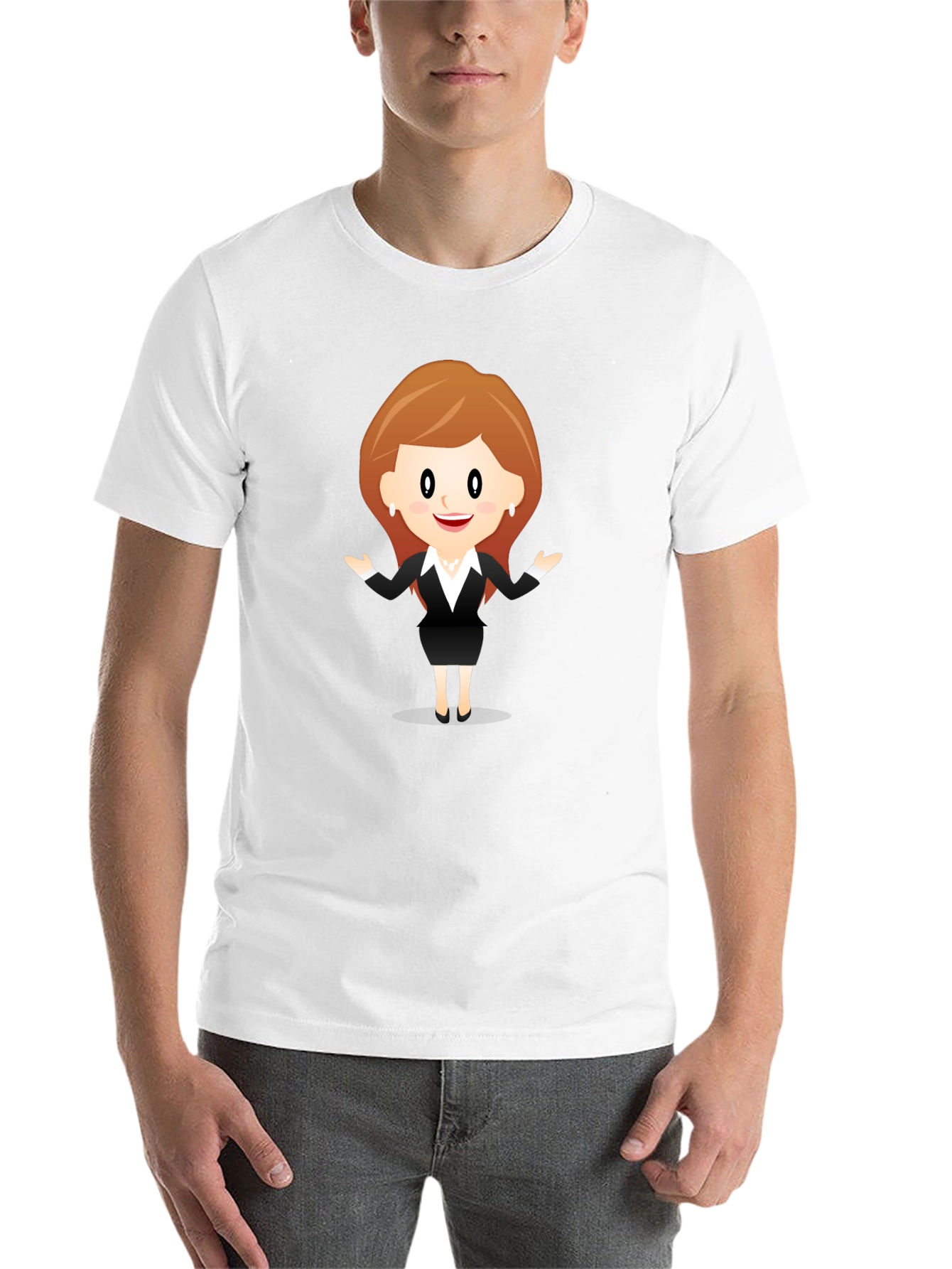 Black Cartoon Businesswoman Black T-Shirt view 14