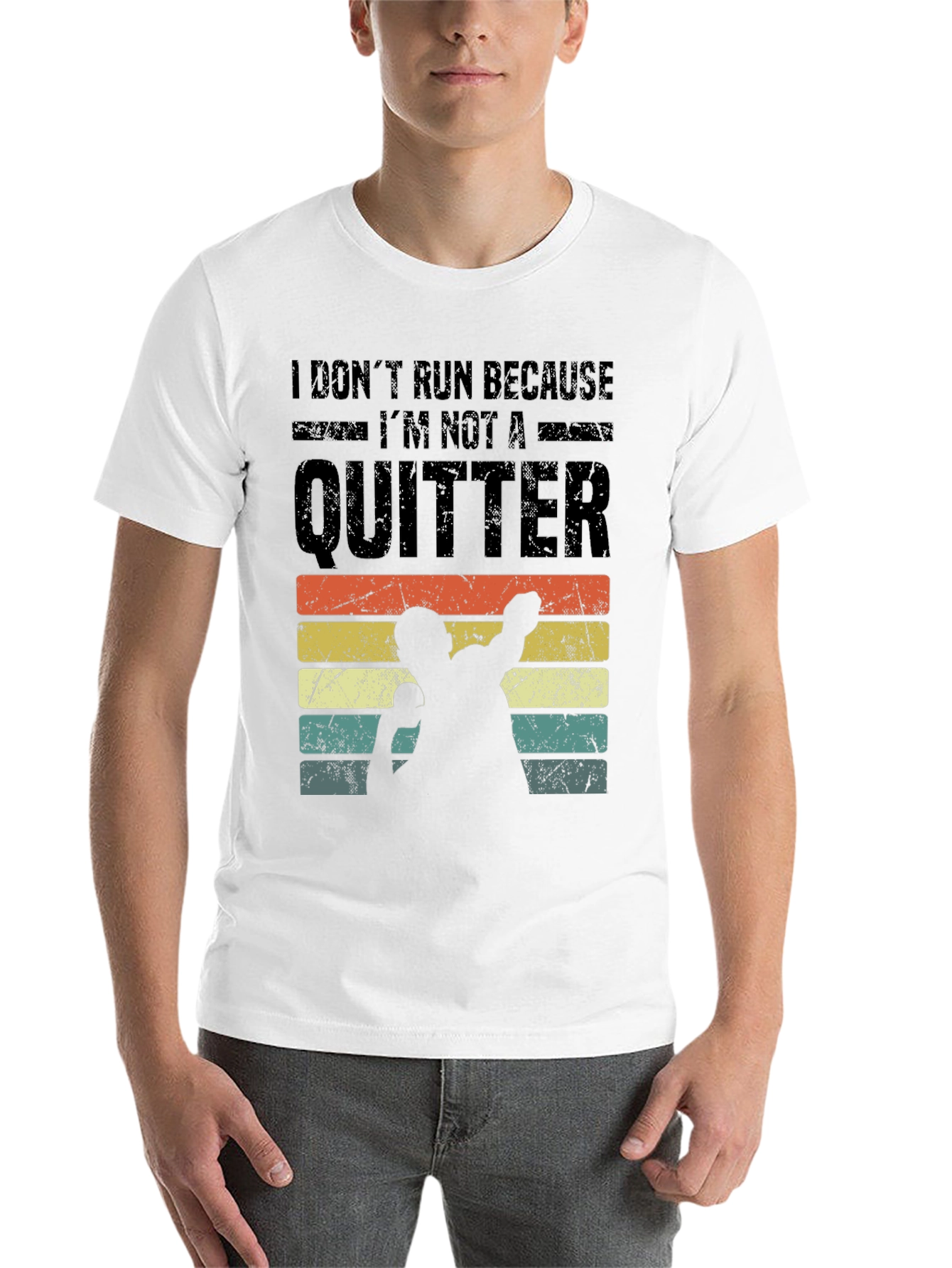 Black I Don't Run Because I'm Not a Quitter T-Shirt view 14