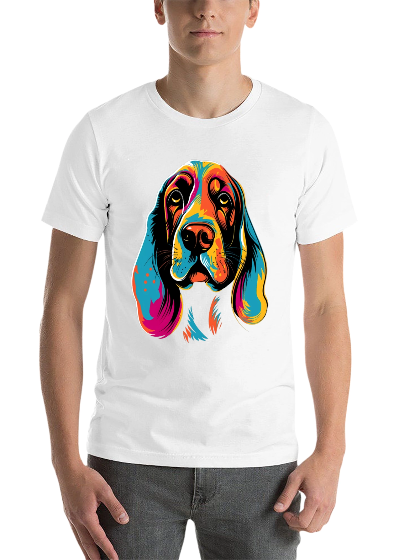Black Vibrant Dog Graphic T-Shirt view 14