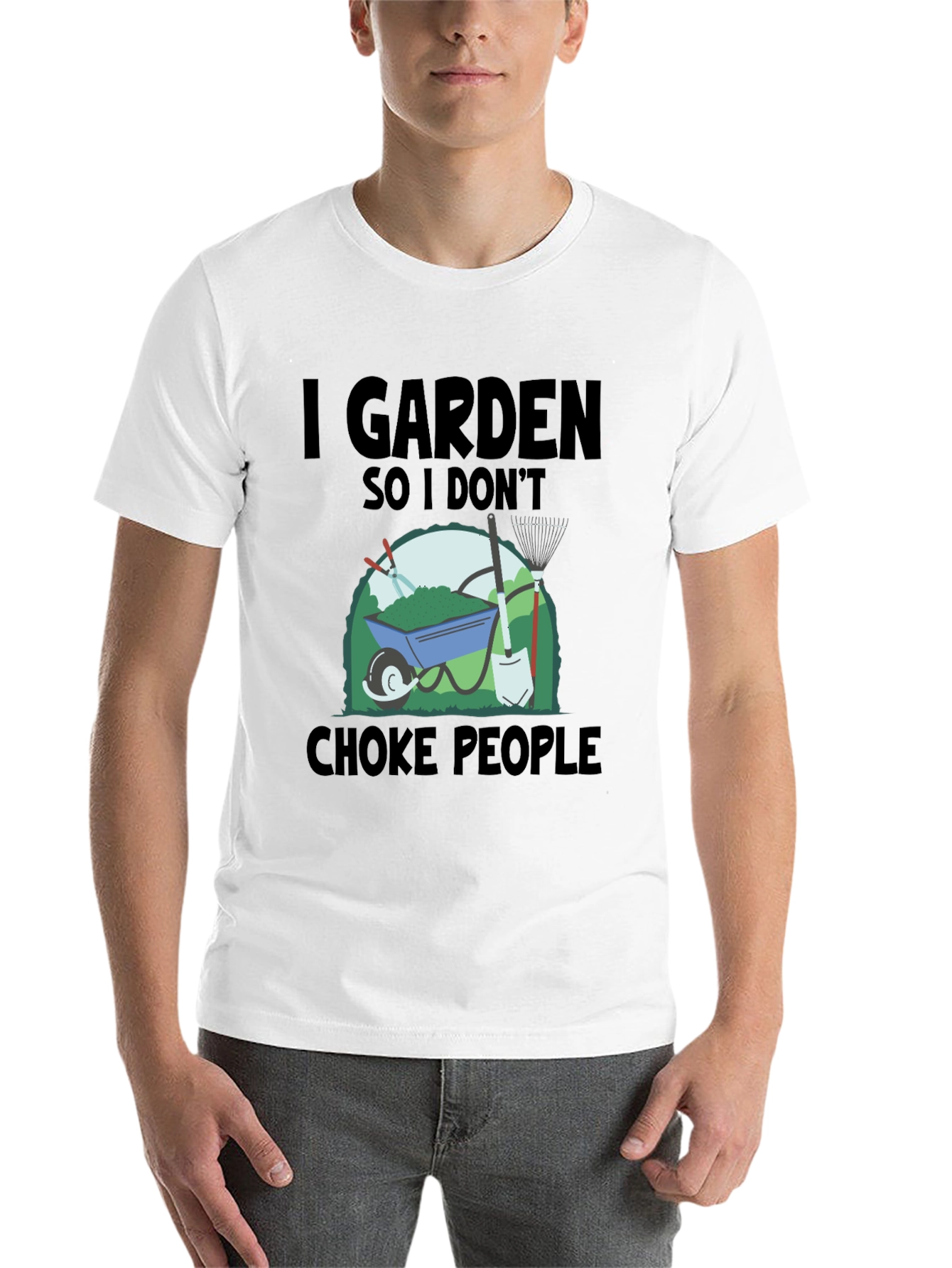 Black I Garden So I Don't Choke People T-Shirt view 14