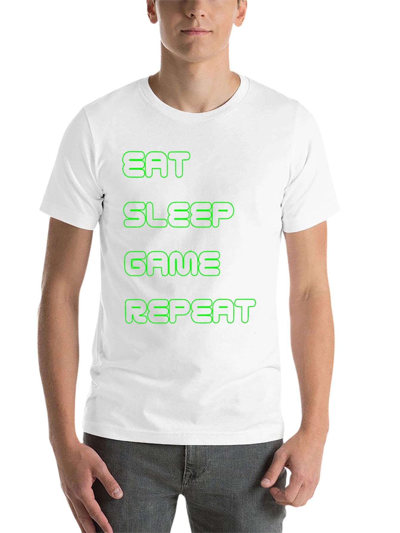 Black Eat Sleep Game Repeat Black T-Shirt view 14