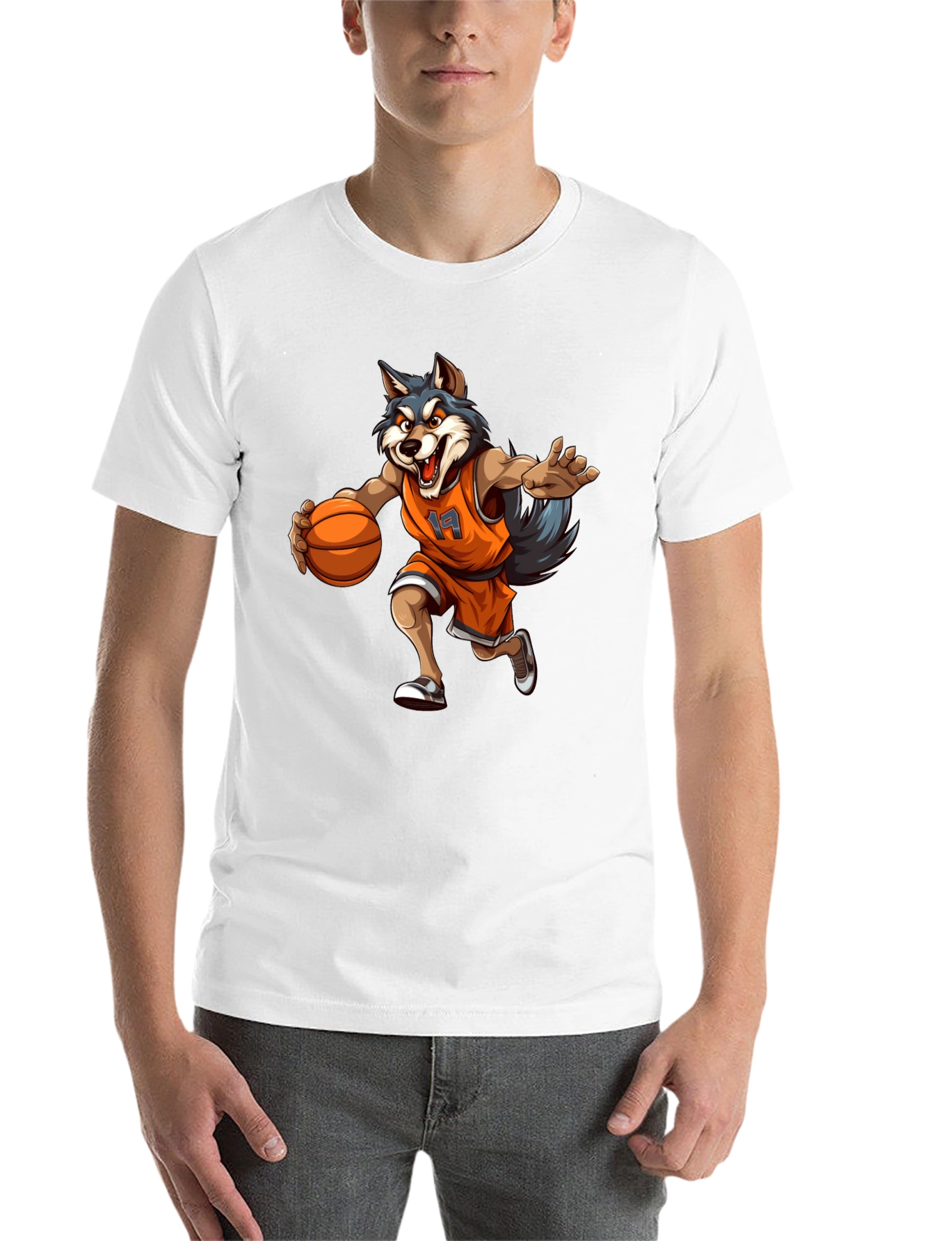 Black Wolf Basketball Player Graphic Tee - Black view 14