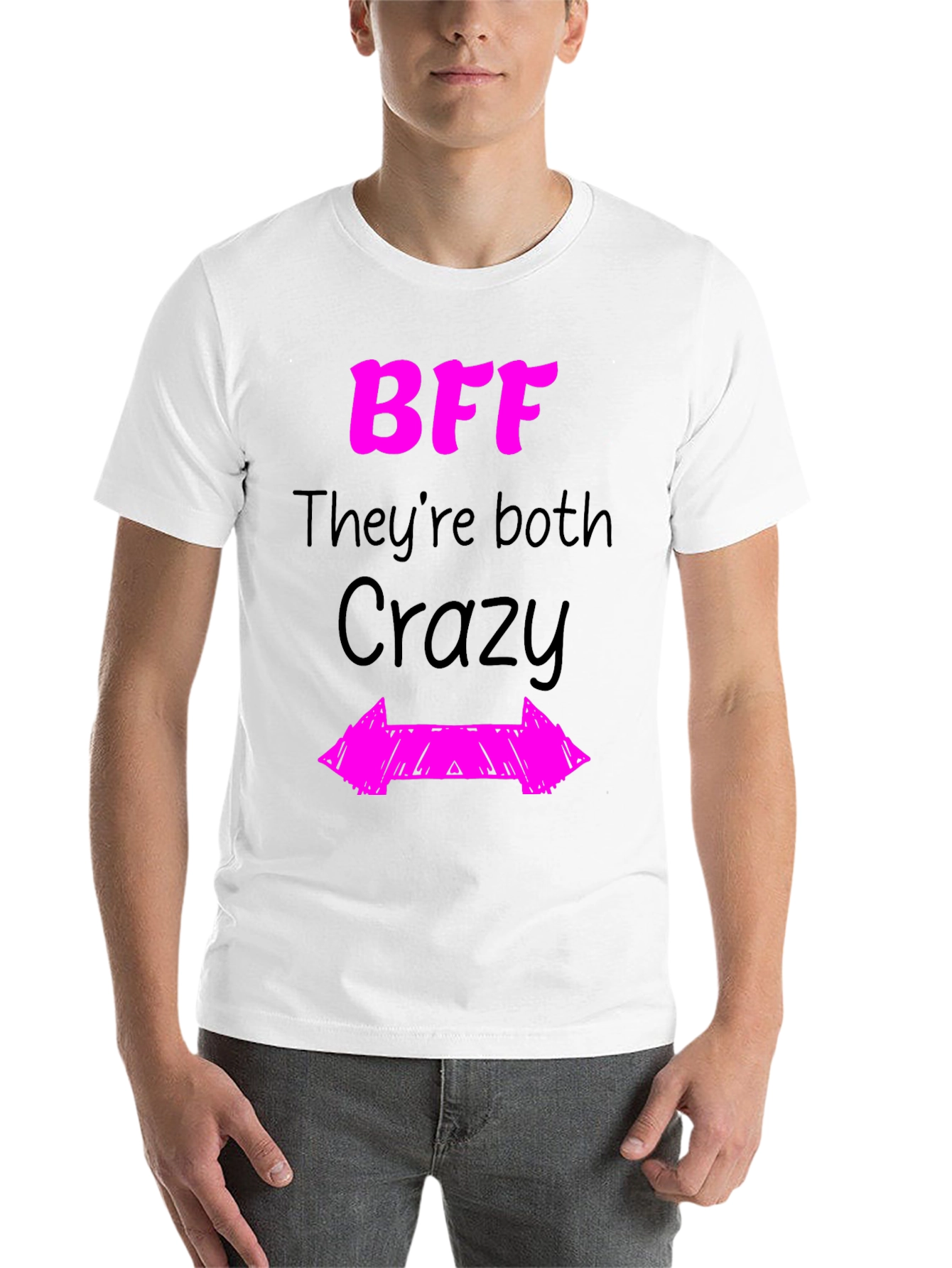 Black BFF They're Both Crazy Graphic Novelty T-Shirt view 14