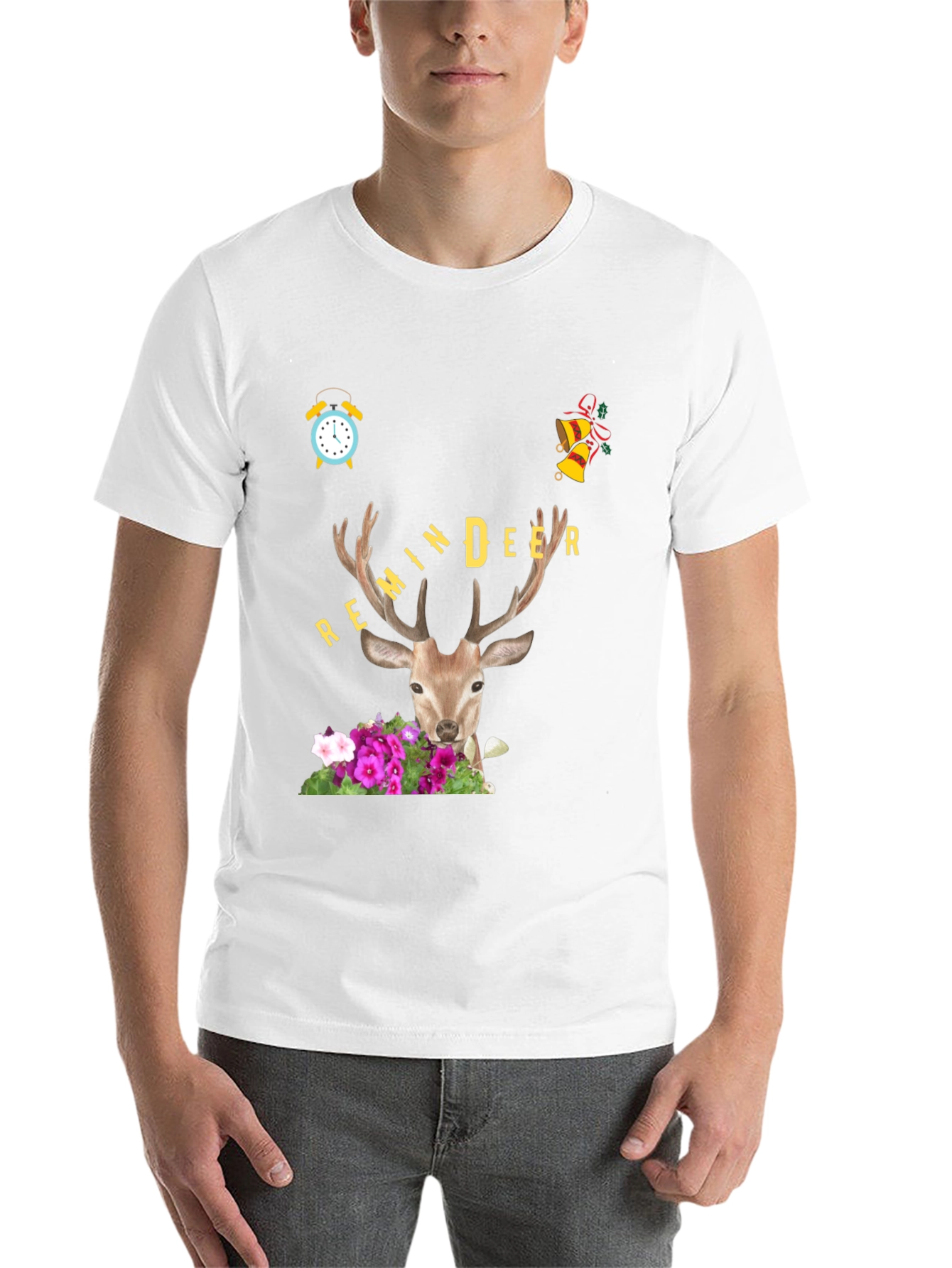 Black Remindeer Graphic Tee - Holiday Novelty Shirt view 14