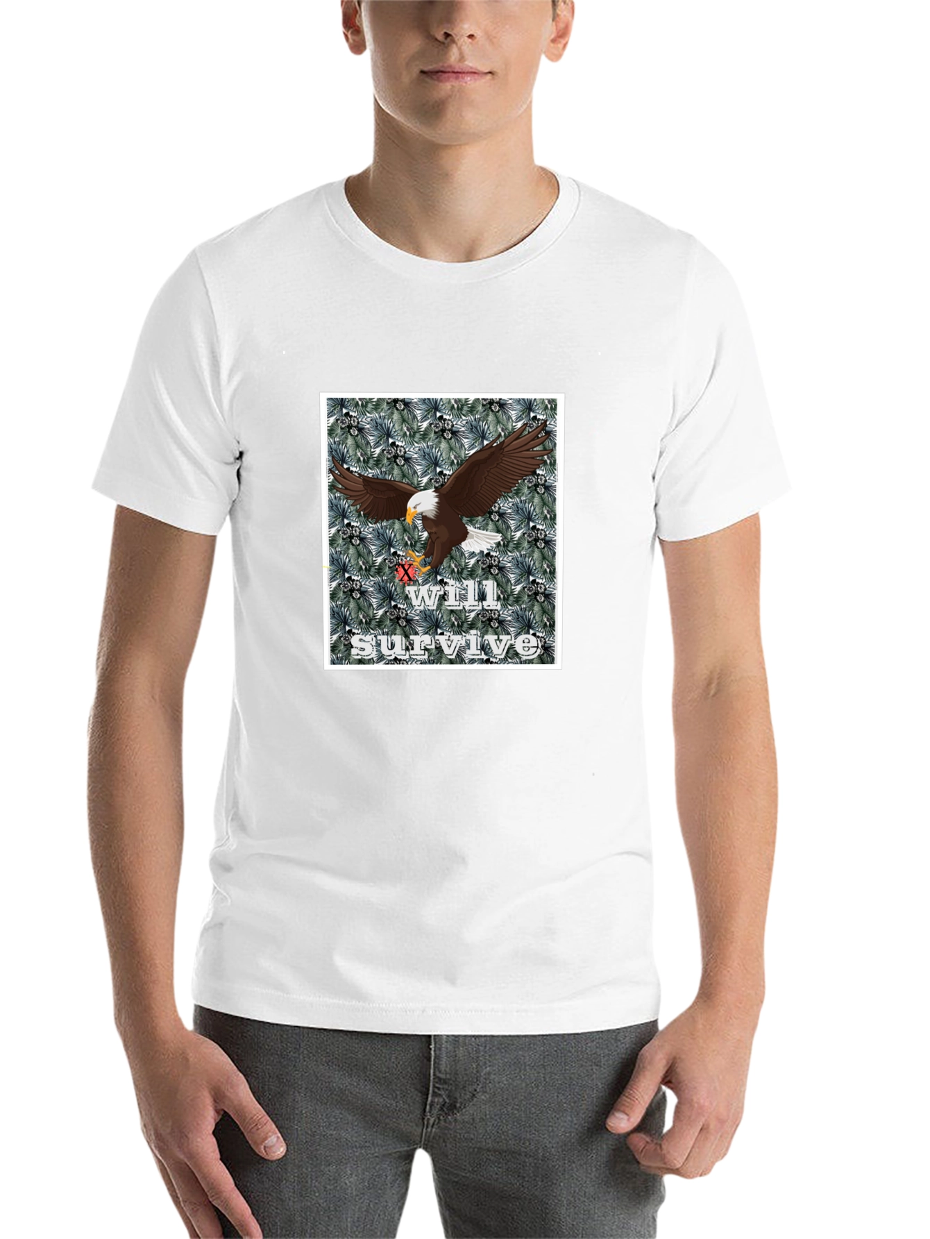 Black Eagle Will Survive Graphic Tee - Black Cotton Blend view 14