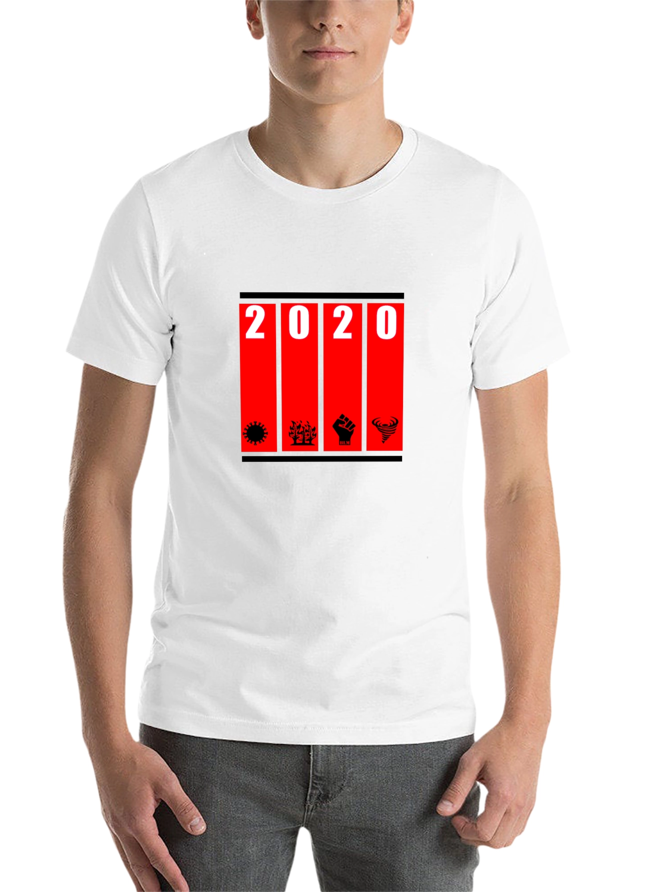 Black 2020 Graphic T-Shirt - Black Crew Neck Tee view 14