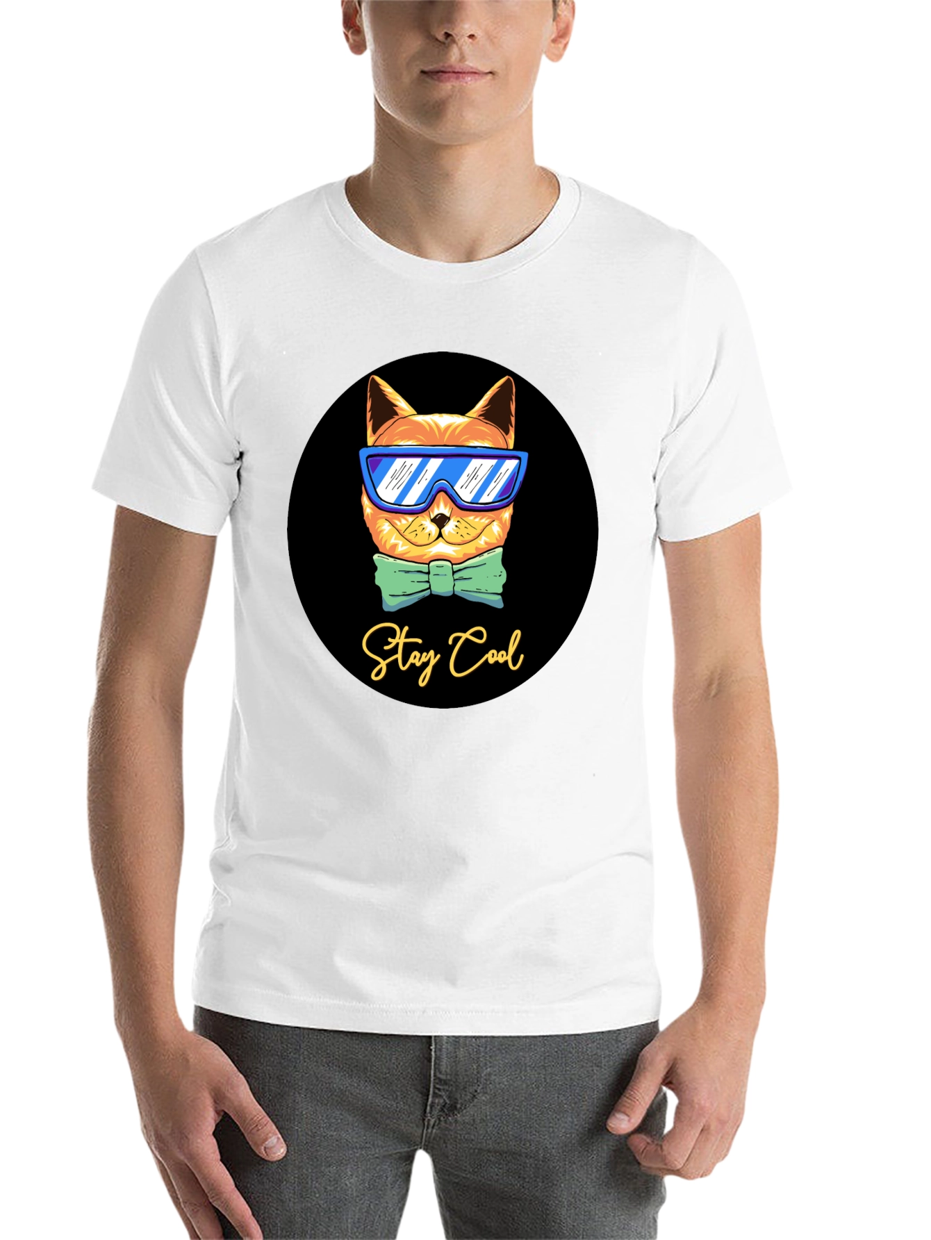 Black Cool Cat Graphic T-Shirt - Stay Cool Design view 14