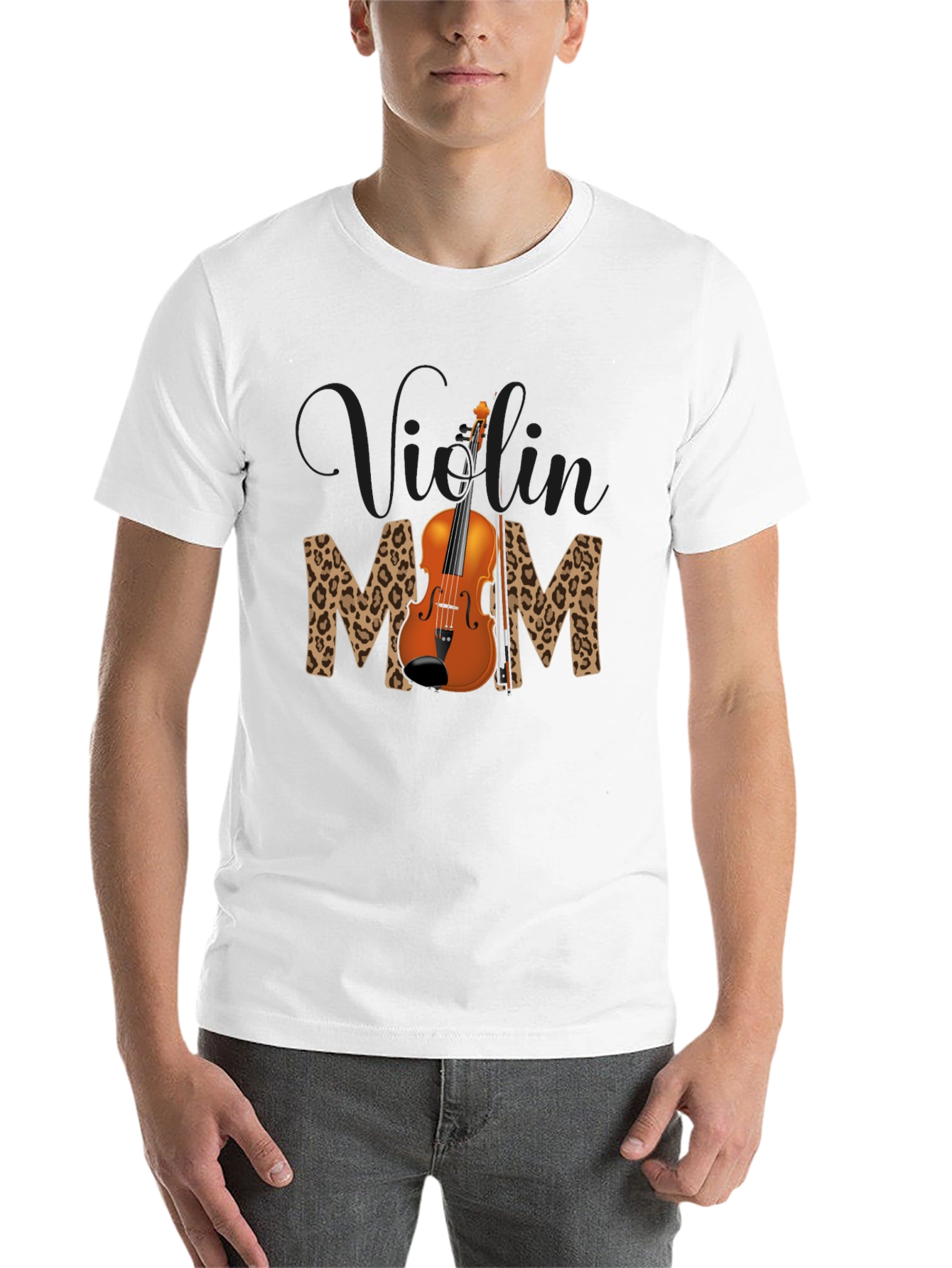 Black Violin Mom Leopard Print T-Shirt view 14