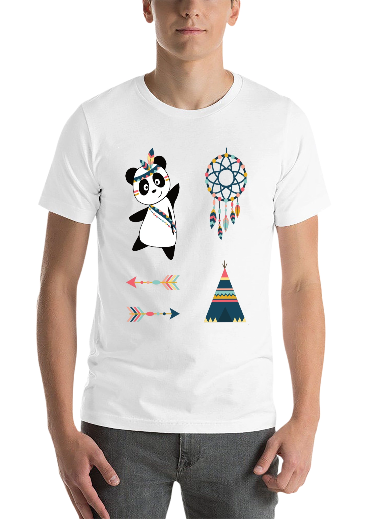 Black Tribal Panda Graphic Tee view 14