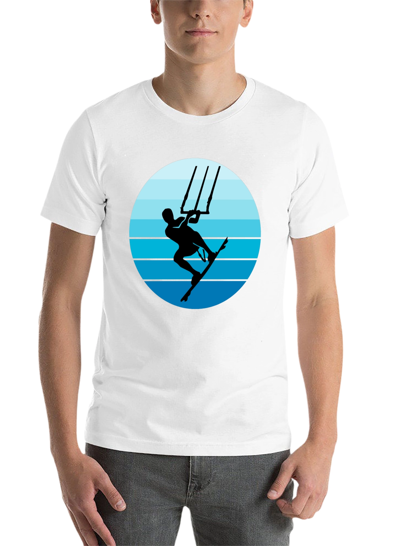 Black Kitesurfing Graphic T-Shirt - Black Cotton Tee view 14
