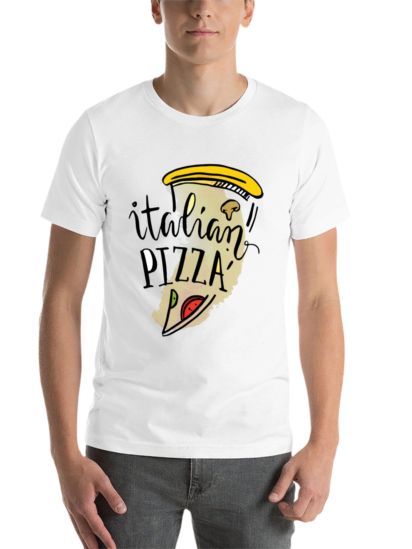 Italian Pizza Graphic Tee - Fun Foodie T-Shirt - 14