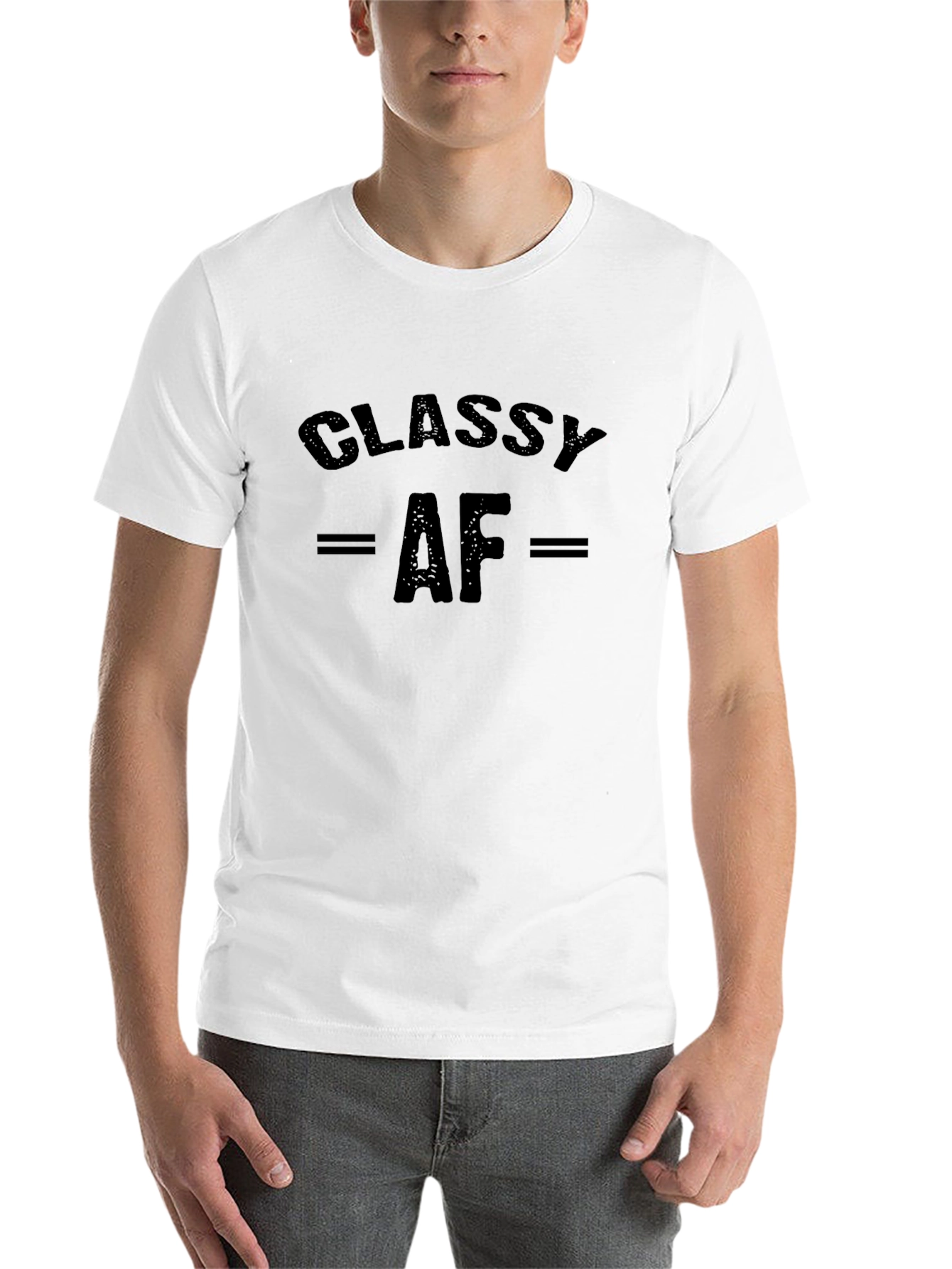 Black Classy AF Graphic T-Shirt - Unisex Crew Neck view 14