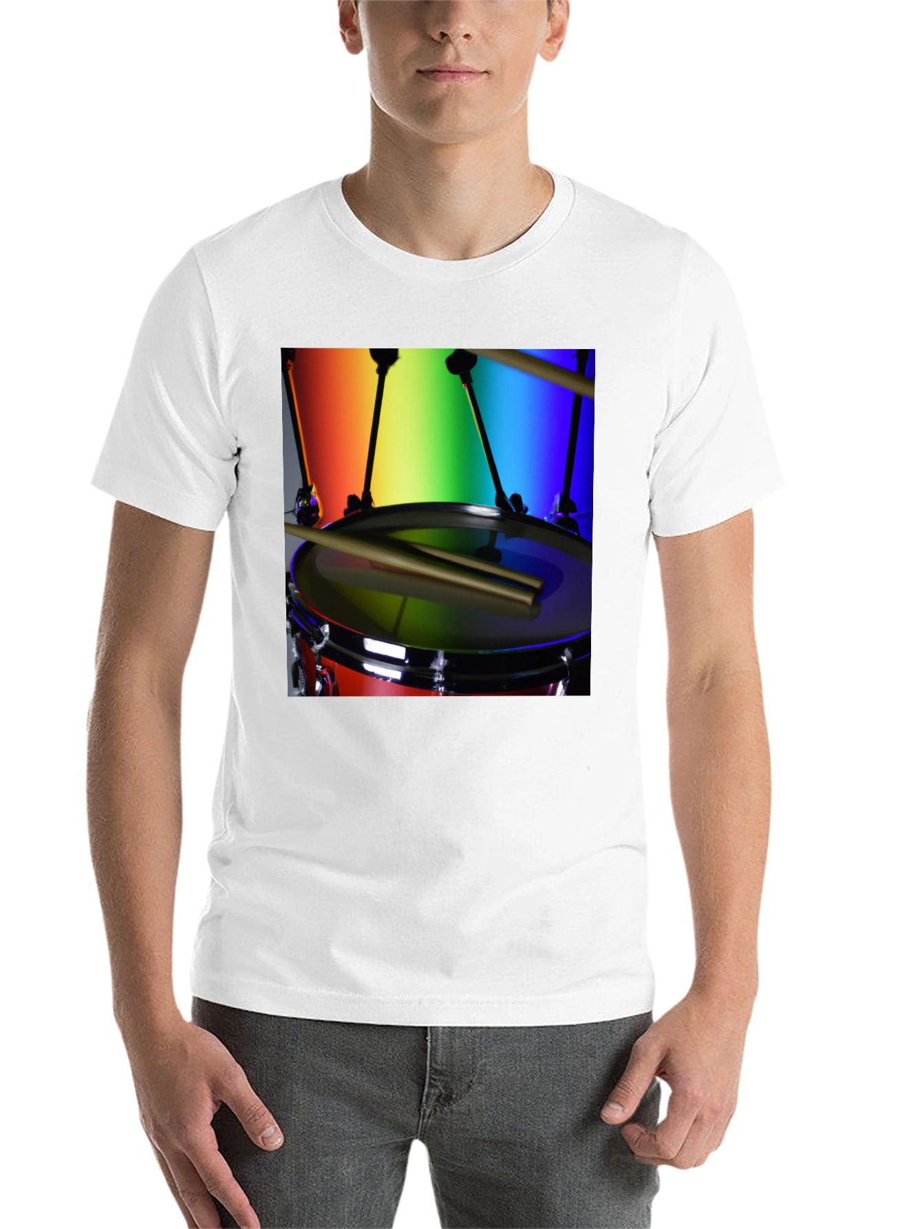 Black Rainbow Drummer T-Shirt - Music Lover Tee view 14