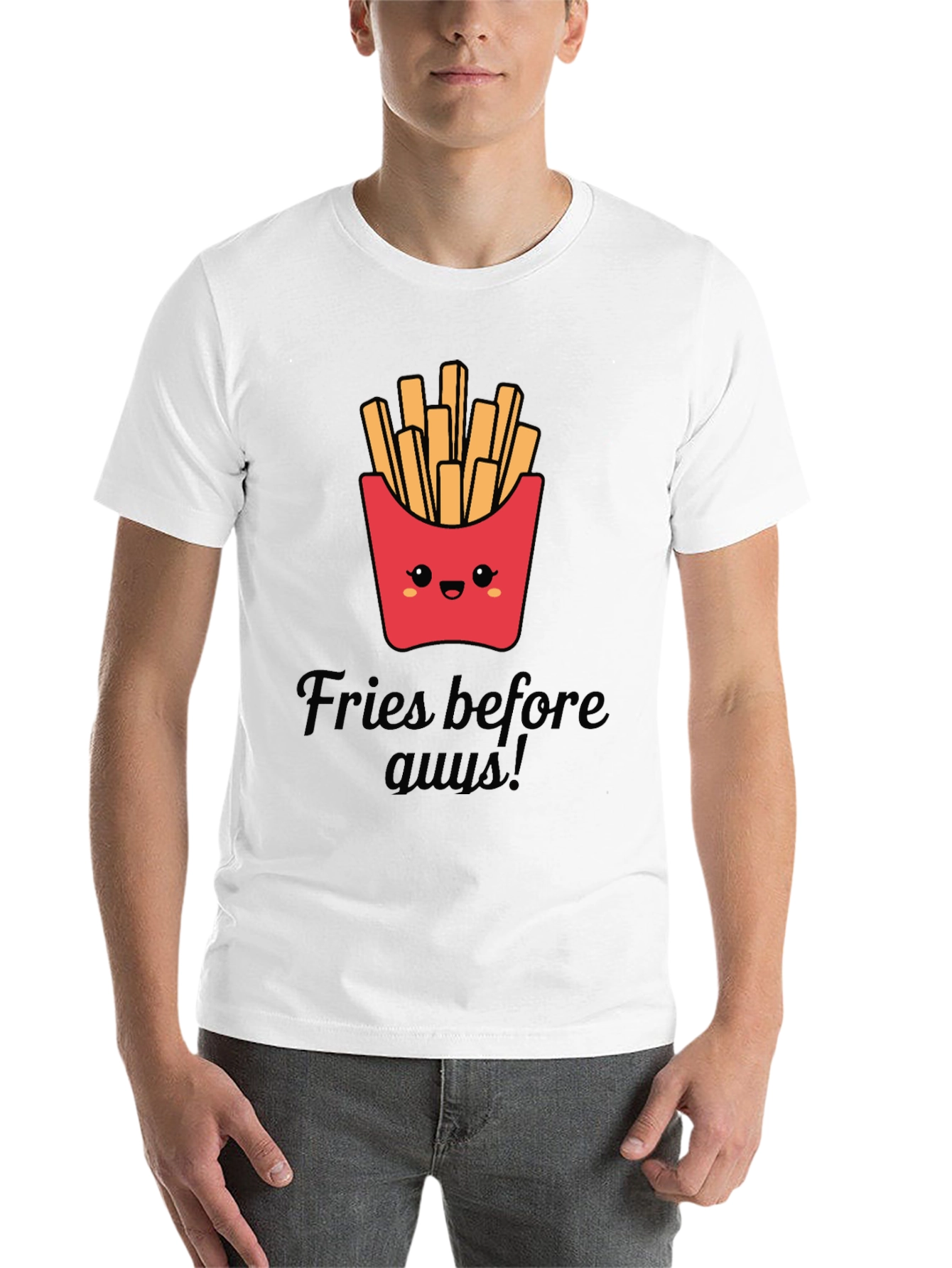 Black Fries Before Guys Graphic Tee - Black Unisex T-Shirt view 14