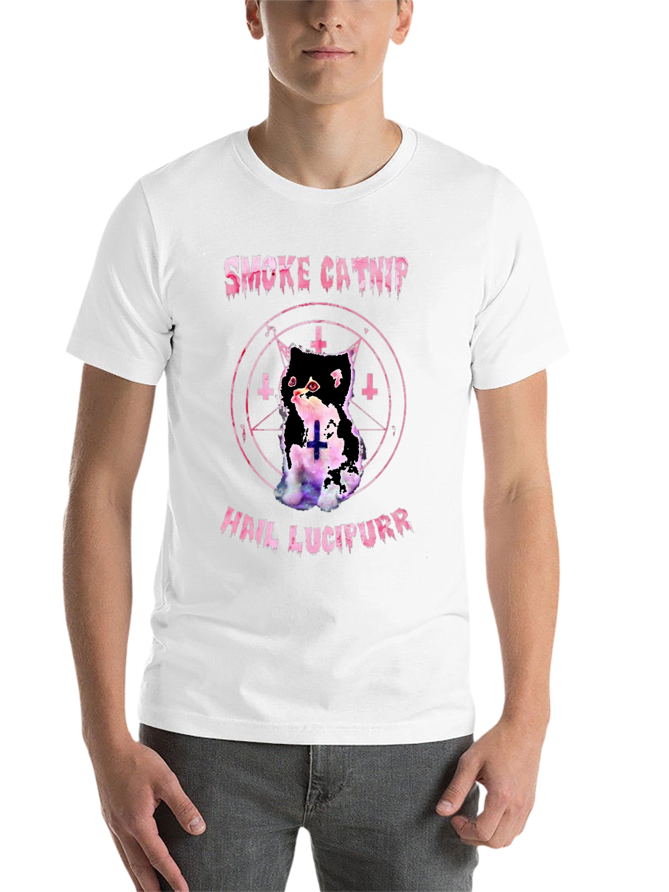 Black Smoke Catnip Hail Lucipurr Graphic T-Shirt view 14