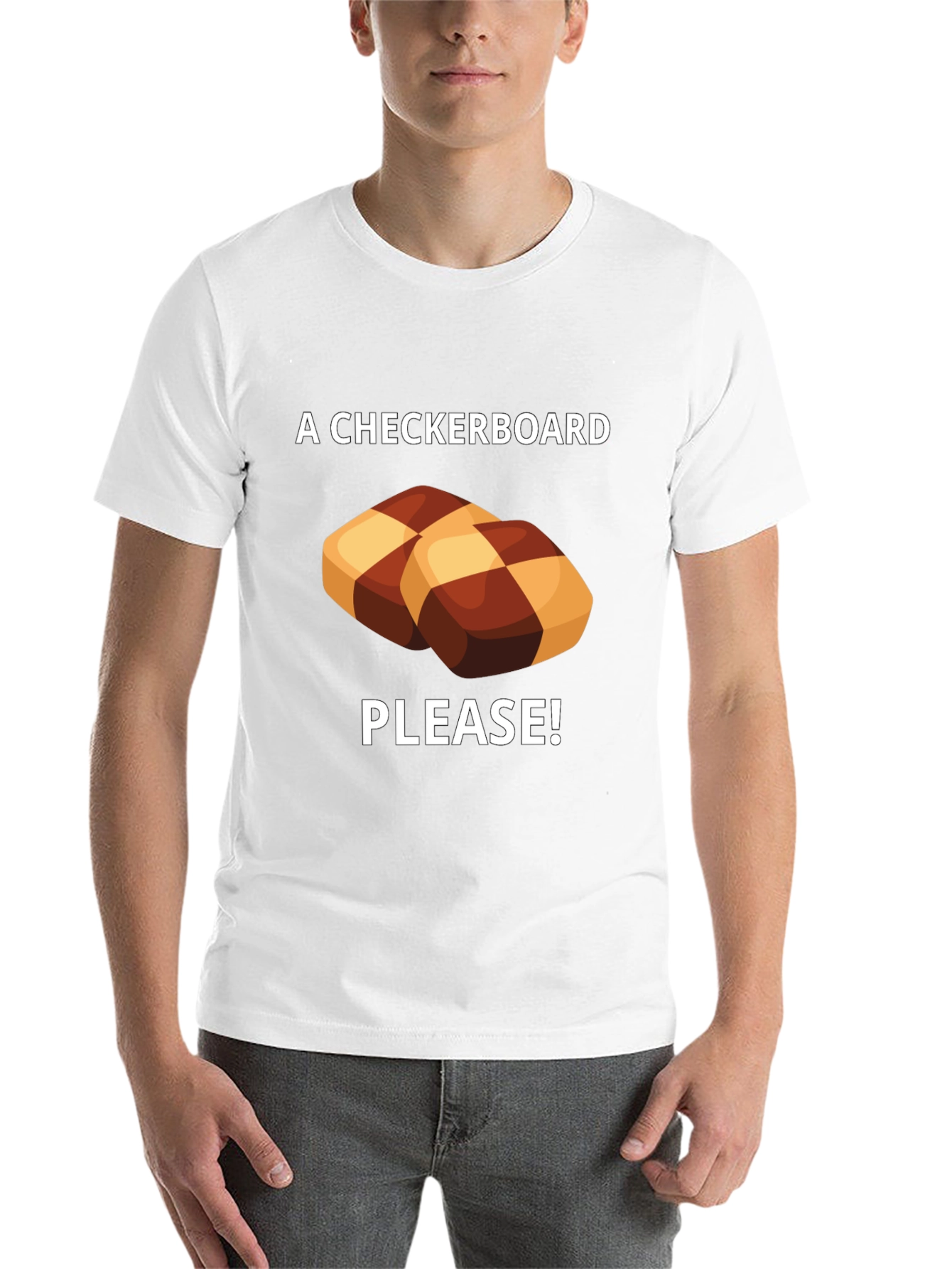 Black Checkerboard Cookie Please! Graphic Tee view 14