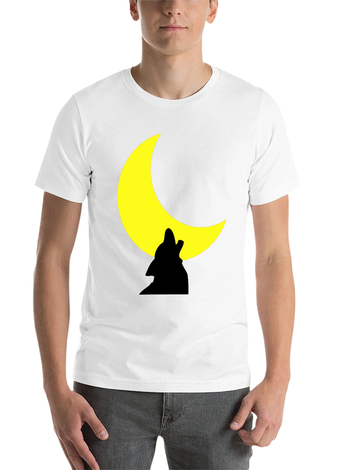 Black Wolf Howling Moon Graphic Black Tee Shirt view 14