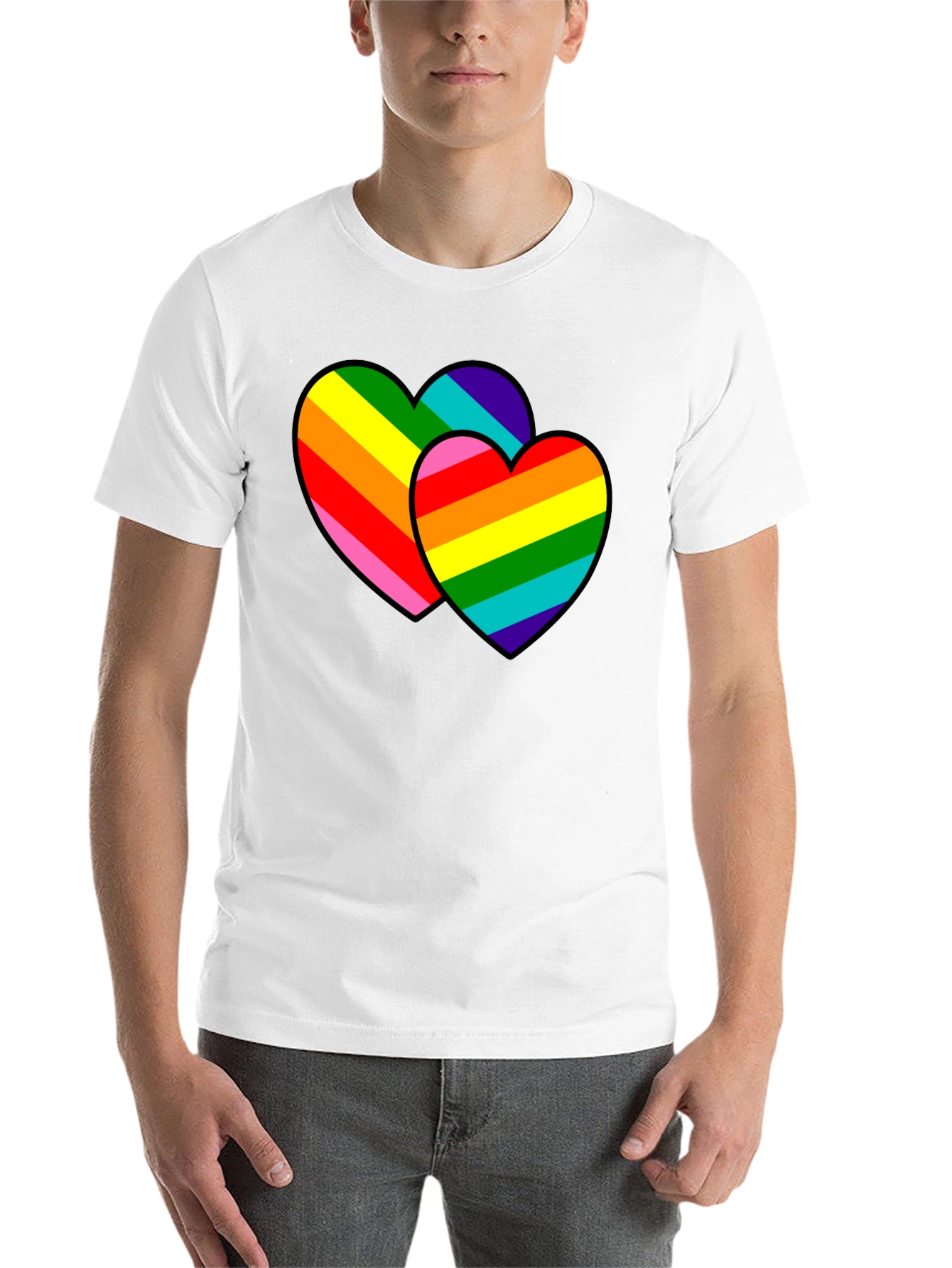 Black Rainbow Hearts Graphic Tee - Pride Love view 14