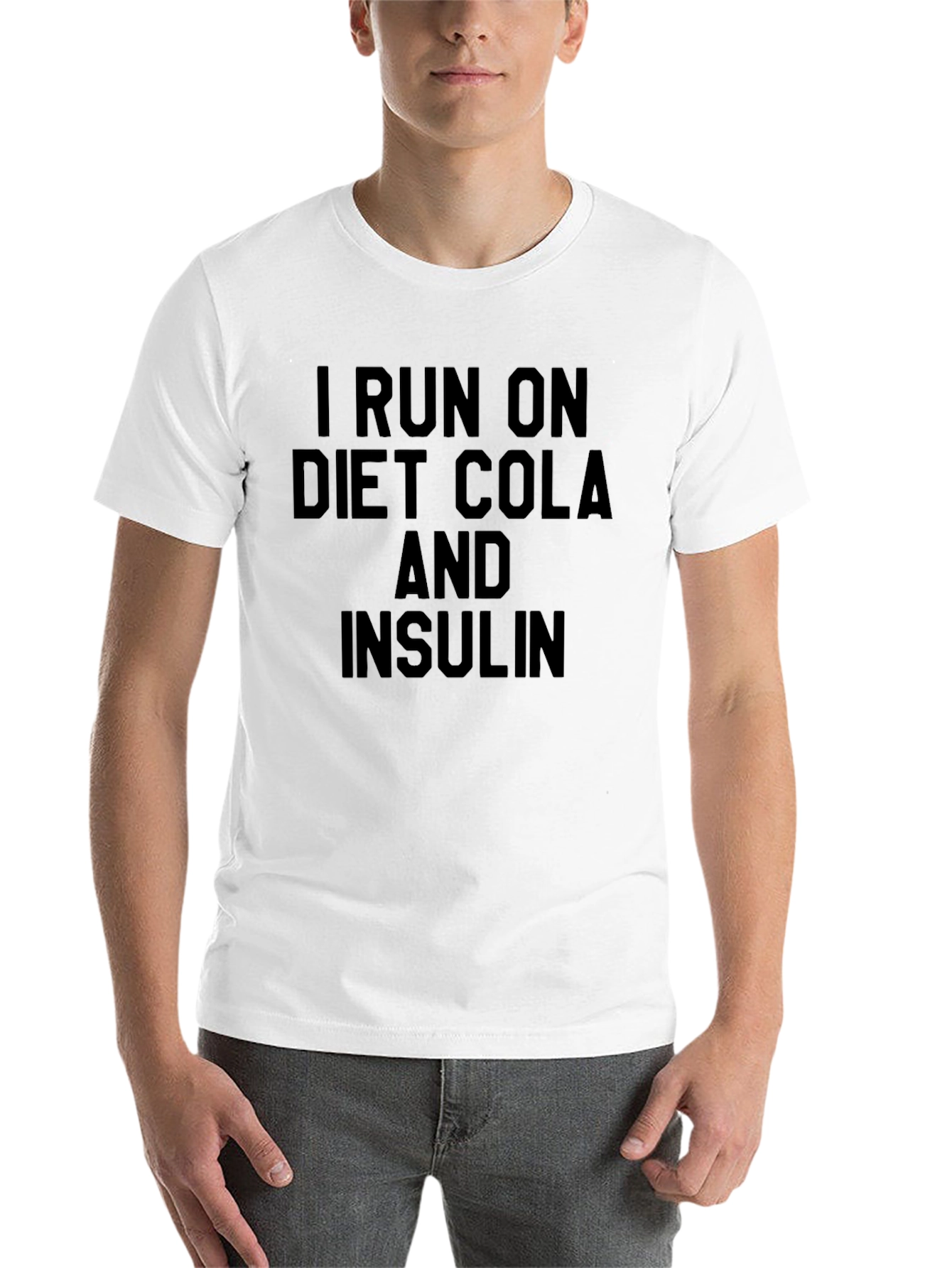 Black I Run on Diet Cola and Insulin Graphic Tee view 14