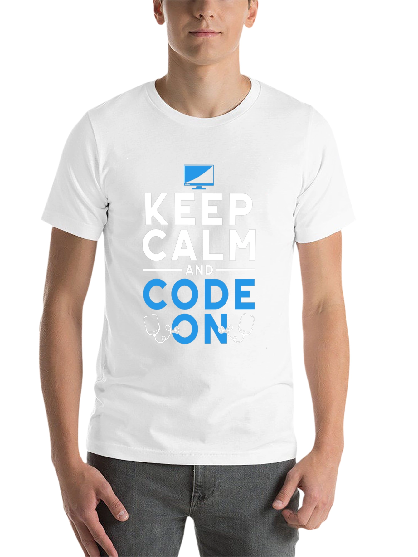 Black Keep Calm Code On Graphic T-Shirt Programmer Coder view 14
