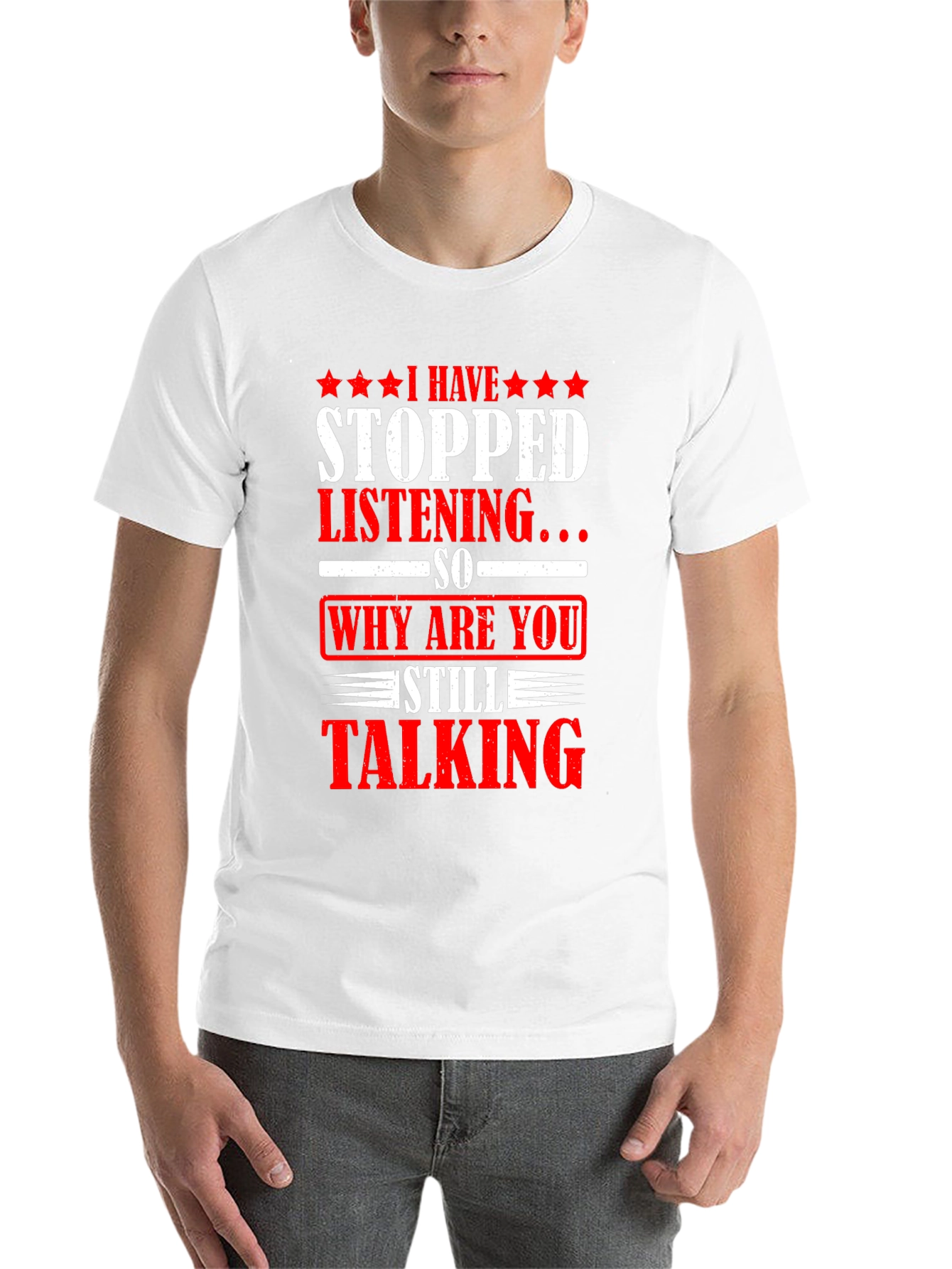 Black Funny Sarcastic Graphic T-Shirt - Why Are You Still Talking? view 14