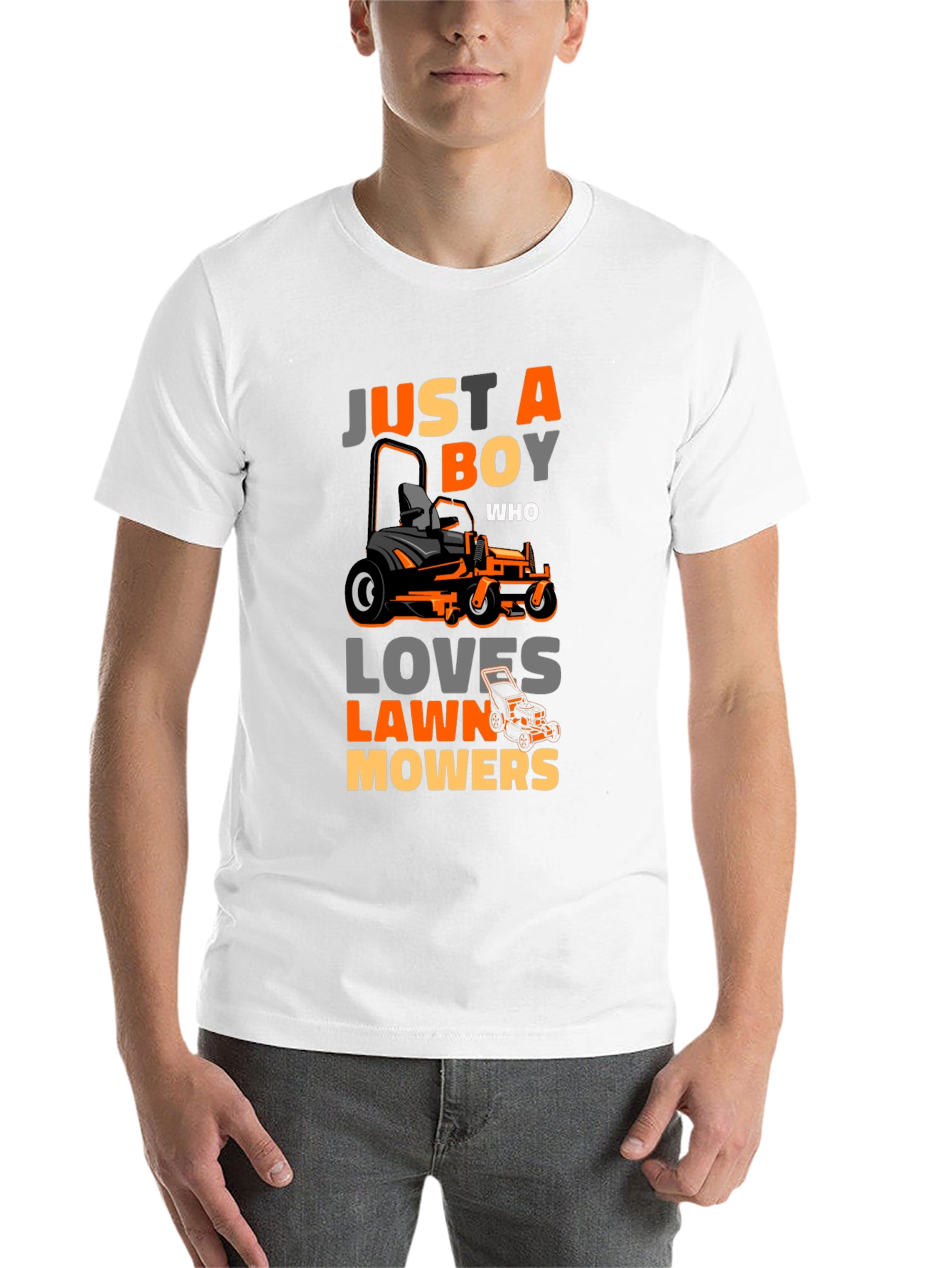 Black Just A Boy Who Loves Lawn Mowers T-Shirt view 14