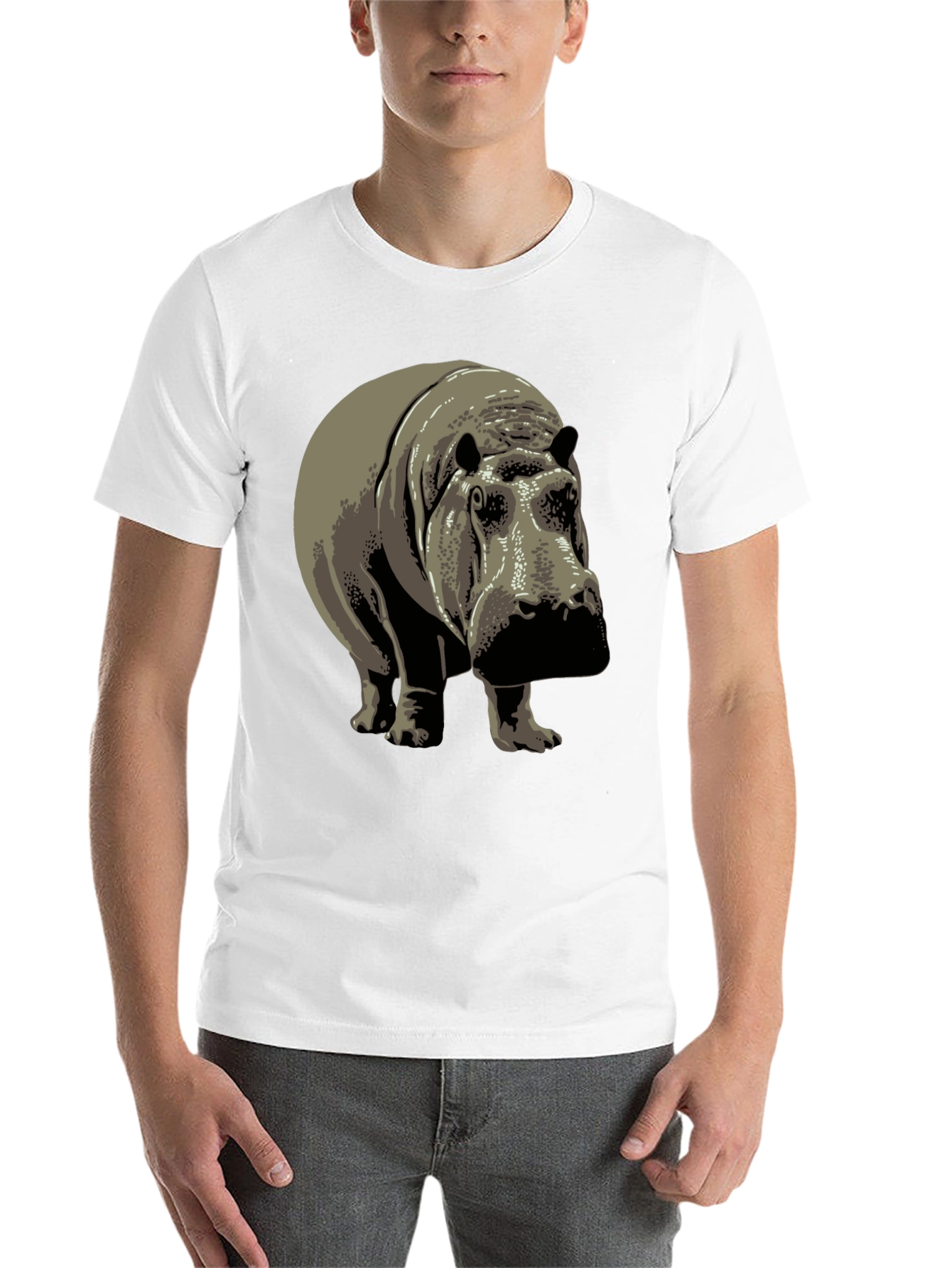 Black Hippo Graphic Tee - Black Cotton T-Shirt view 14