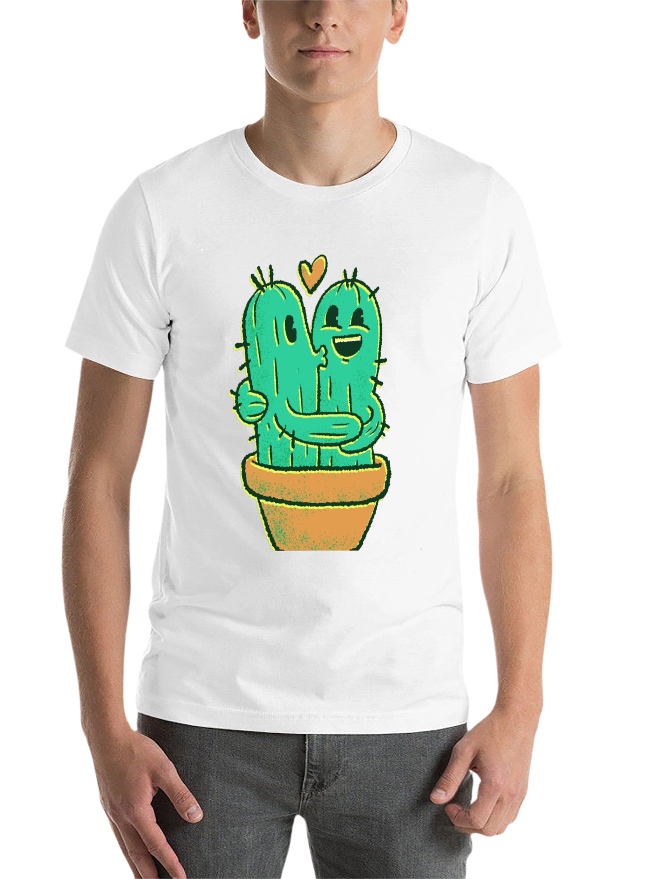 Black Cactus Love T-Shirt - Hugging Cactus Design view 14
