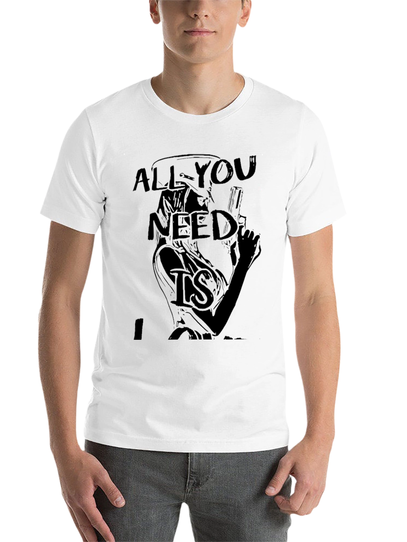 Black All You Need Is T-Shirt - Graphic Print Tee view 14