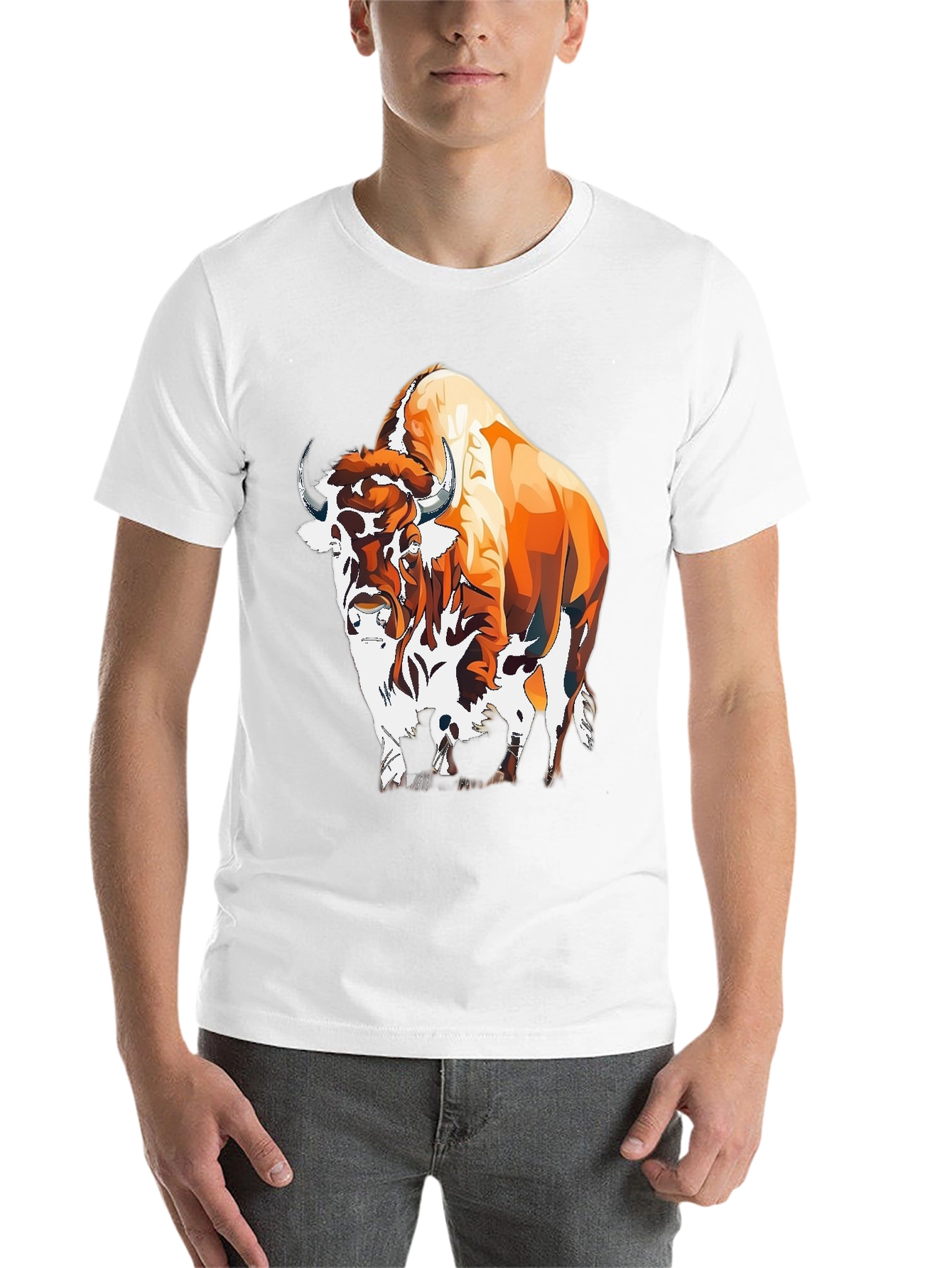 Black Bison Graphic Tee - Bold Animal Print view 14