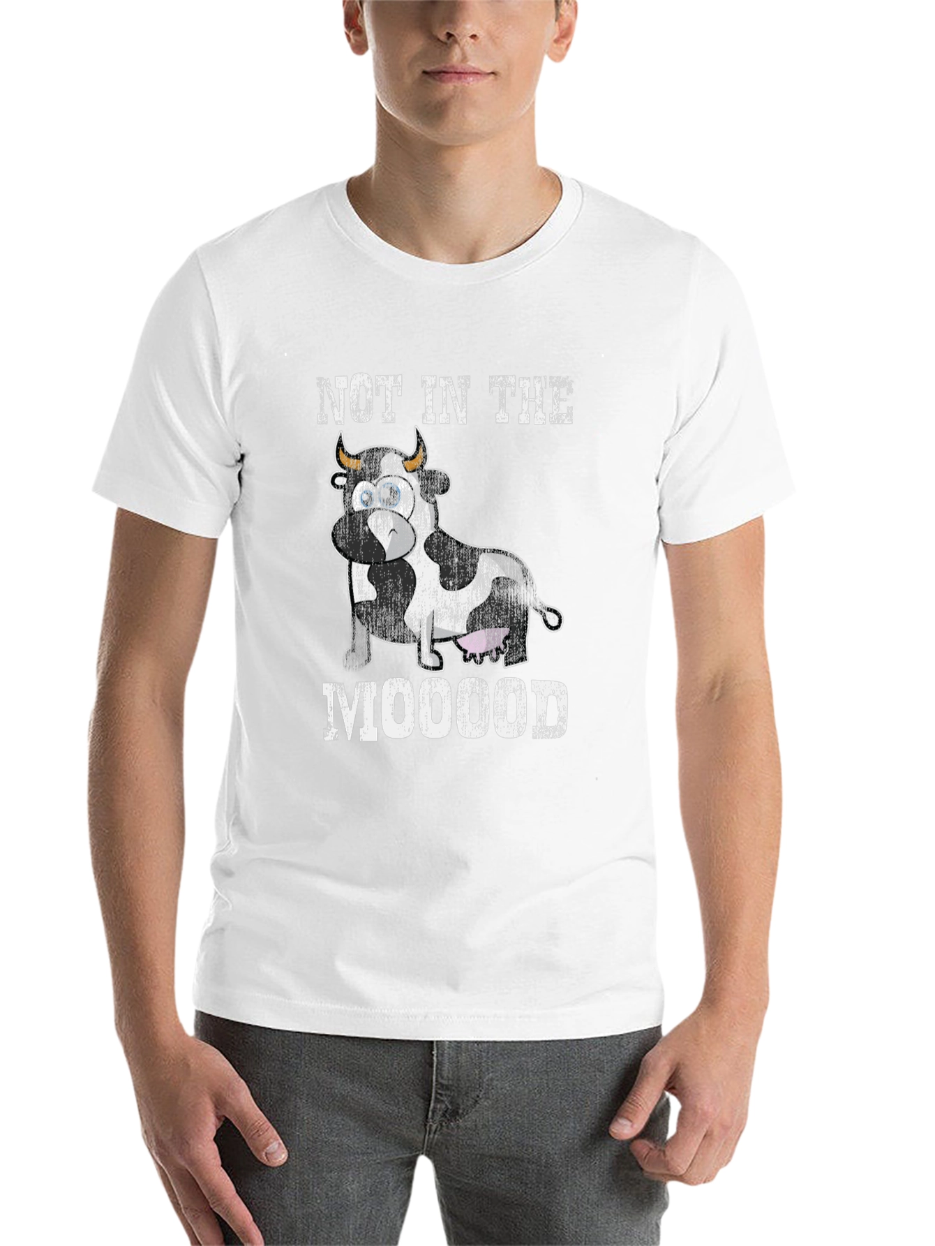 Black Not In The Mooood Cow Graphic Tee view 14