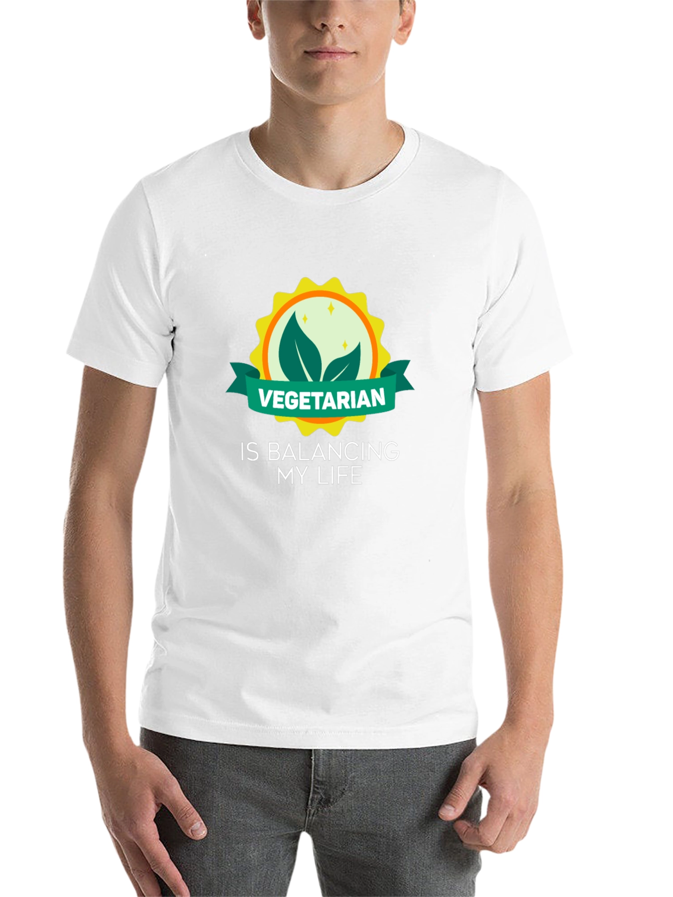 Black Vegetarian Lifestyle Graphic Tee - Balancing My Life view 14