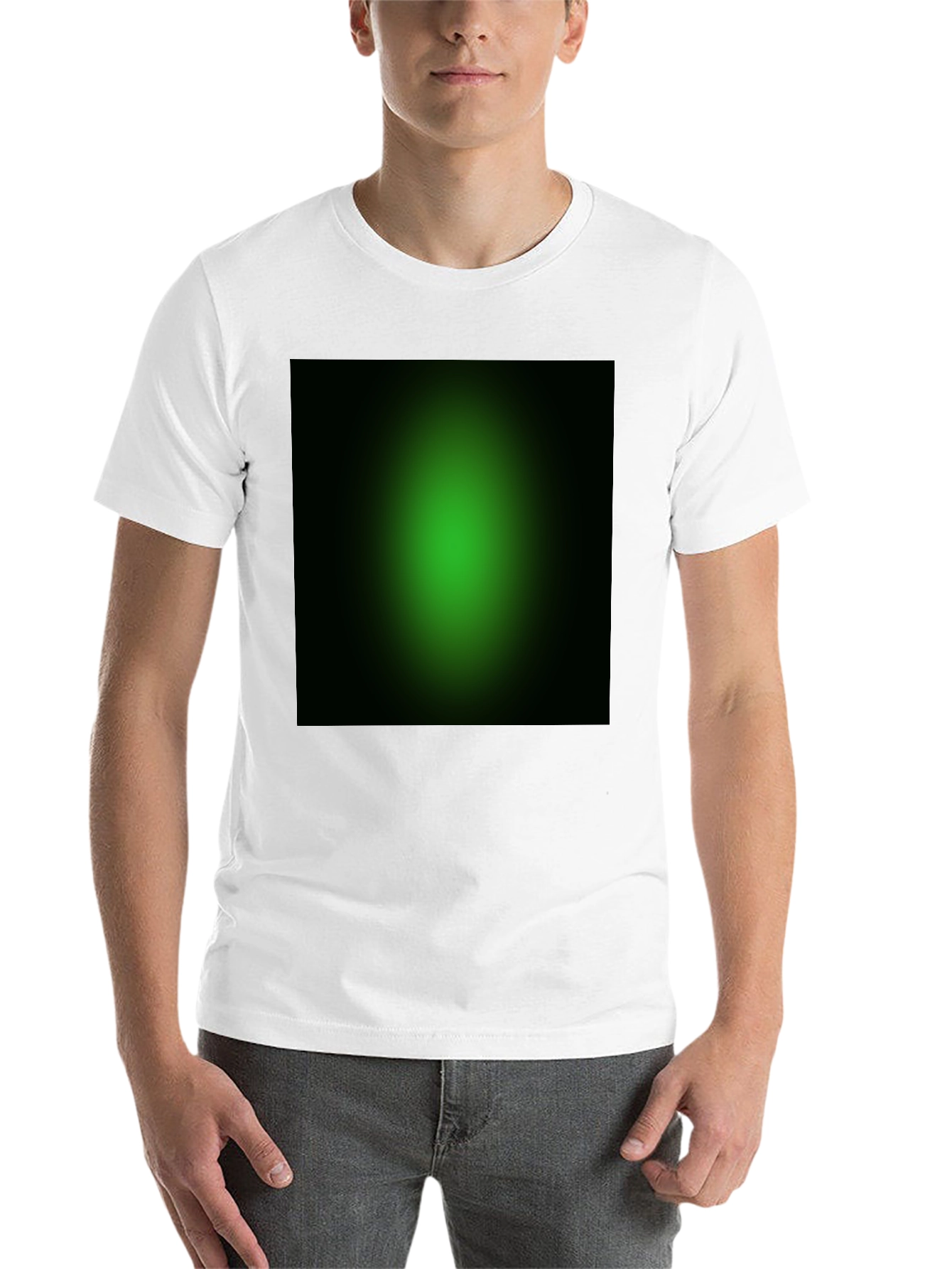 Black Men's Black T-Shirt with Green Gradient Design view 14