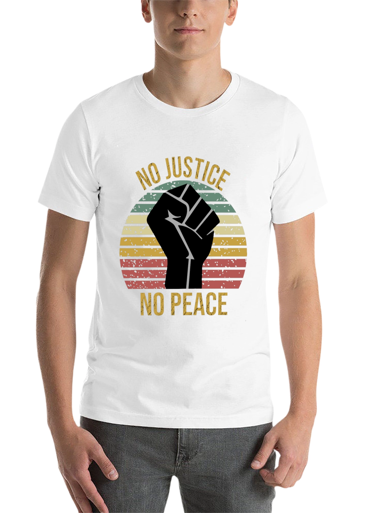 Black No Justice No Peace Graphic T-Shirt view 14