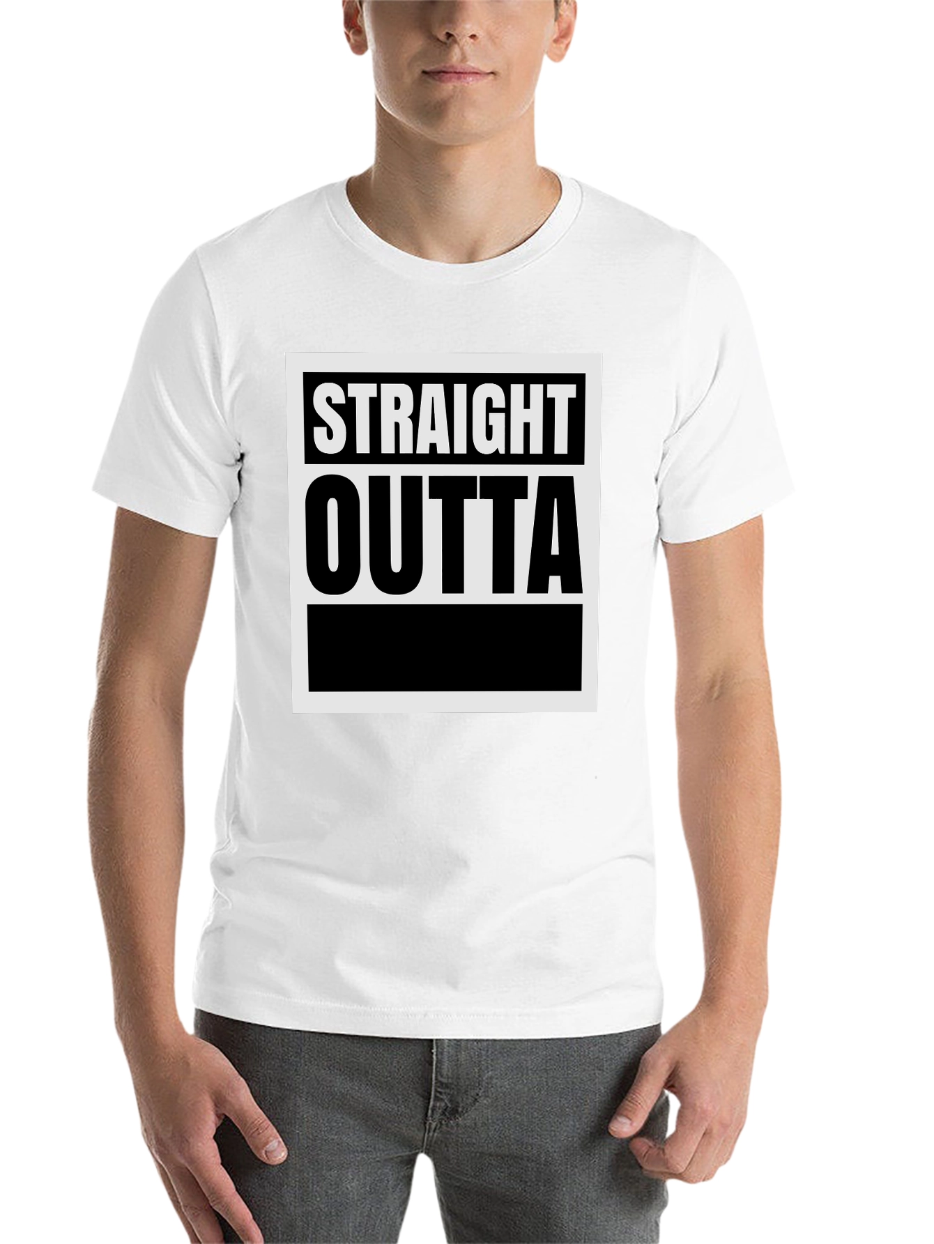 Black Straight Outta T-Shirt - Classic Graphic Tee view 14
