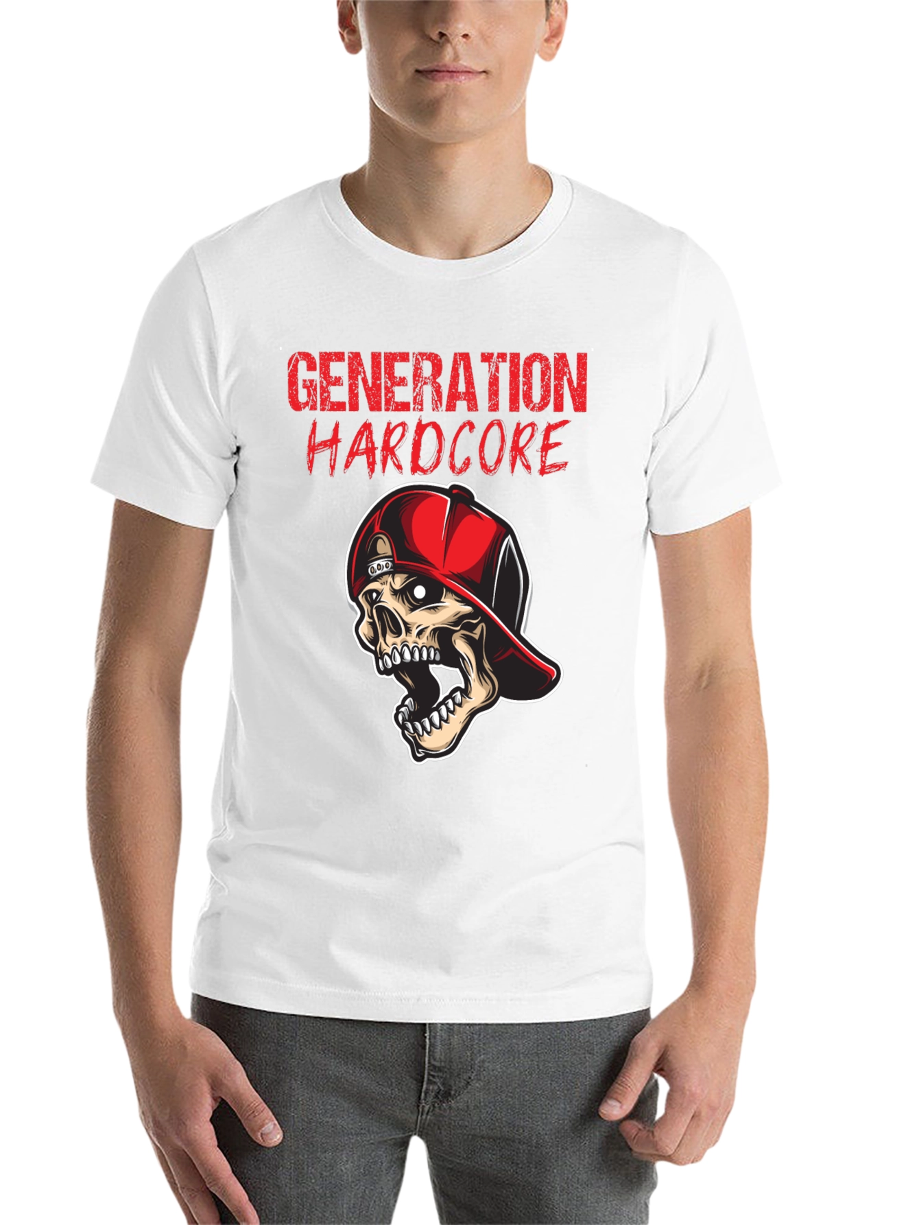 Black Generation Hardcore Skull Graphic Tee - Black Cotton T-Shirt view 14