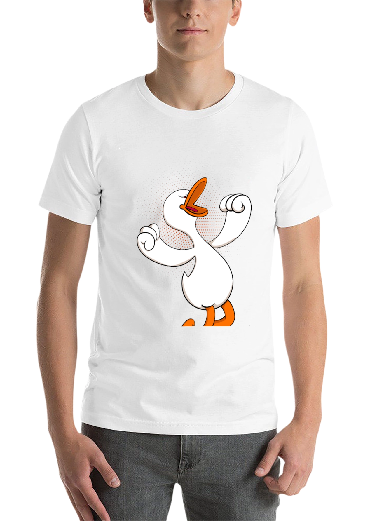 Black Funny Goose Cartoon Graphic Black T-Shirt view 14