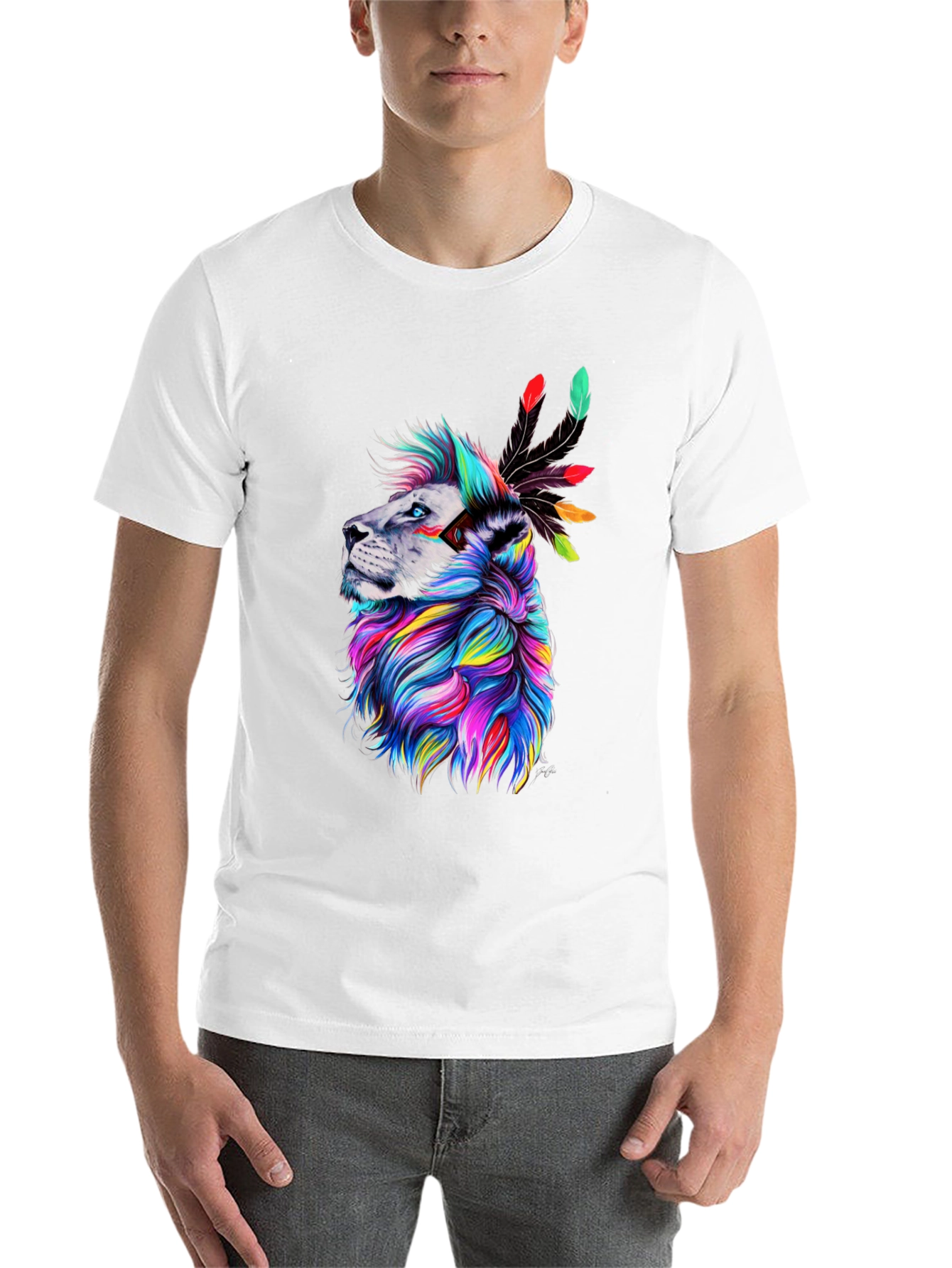 Black Colorful Lion Graphic Tee view 14