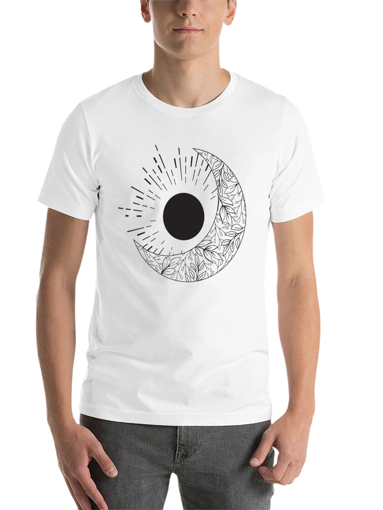 Black Celestial Sun & Moon Graphic Black T-Shirt view 14