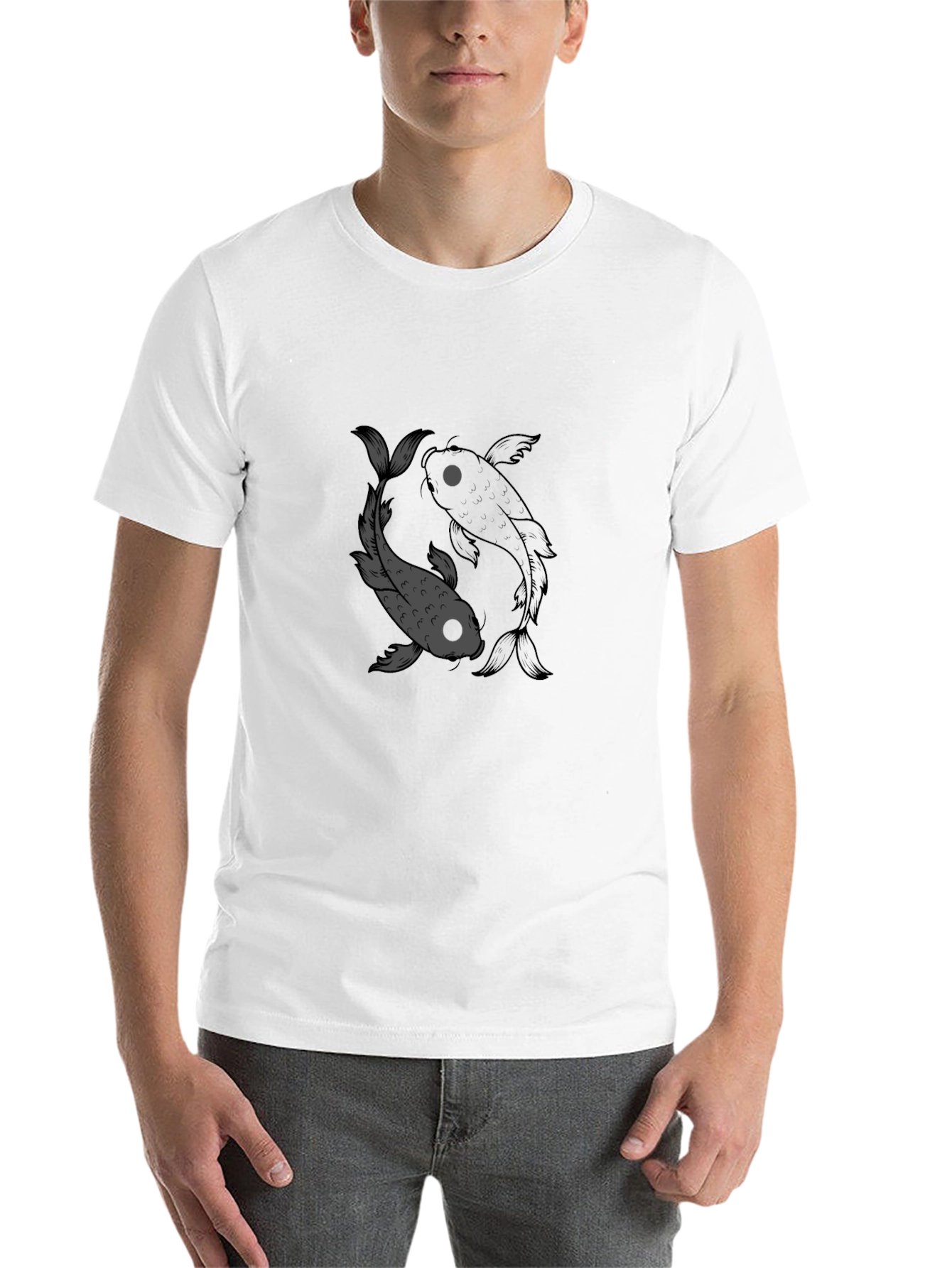 Black Yin Yang Koi Fish Graphic Tee - Black view 14
