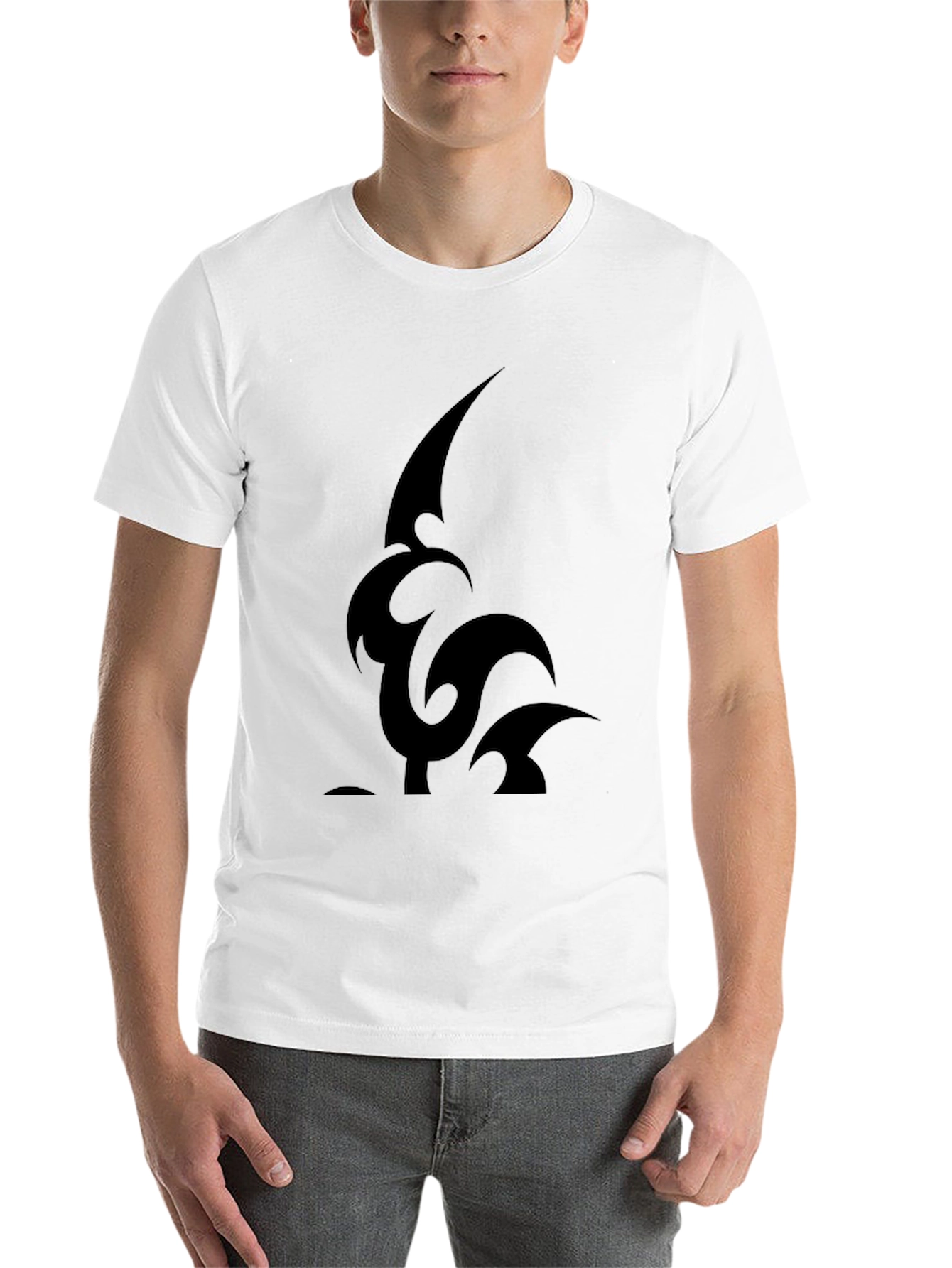 Black Men's Black T-Shirt - Tribal Style Design view 14