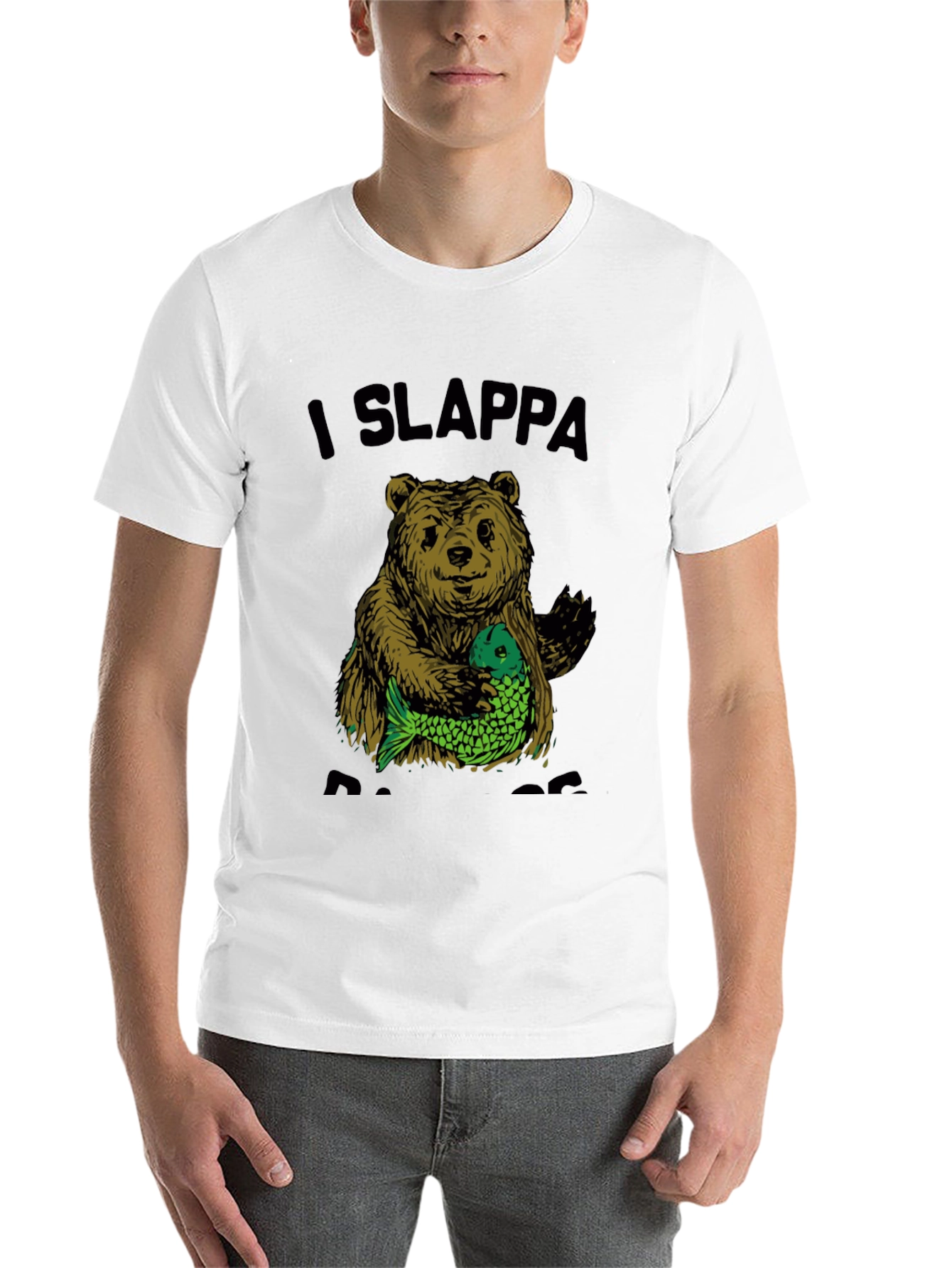 Black I Slappa Da Bass Funny Bear Graphic T-Shirt view 14