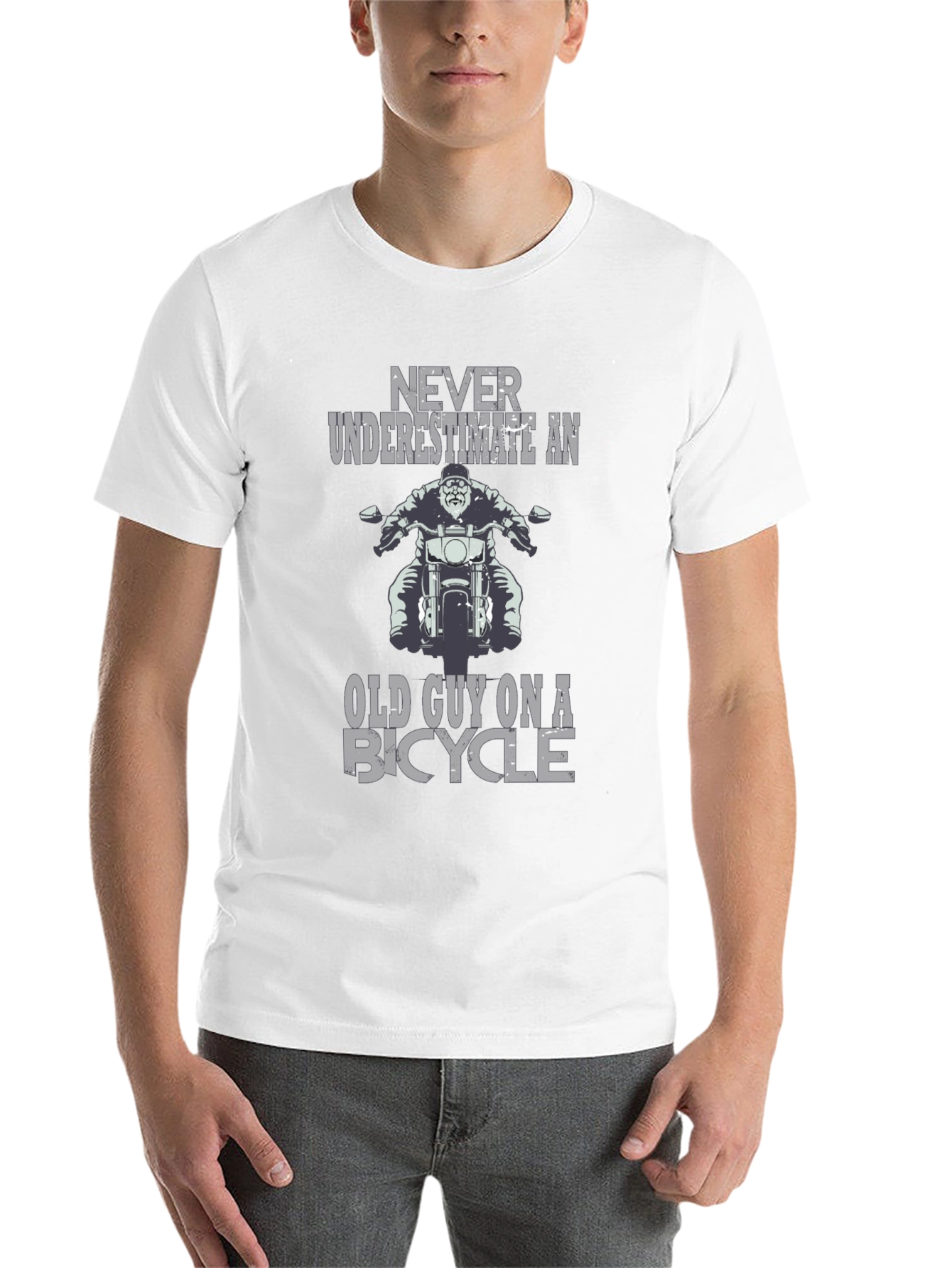 Black Never Underestimate Old Guy on a Bicycle Graphic T-Shirt view 14