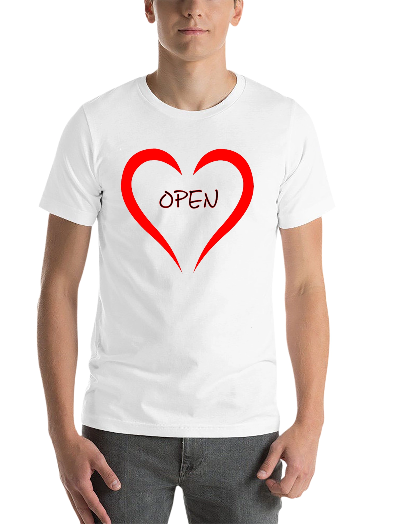 Black Open Heart Graphic Tee - Stylish Black Cotton Shirt view 14
