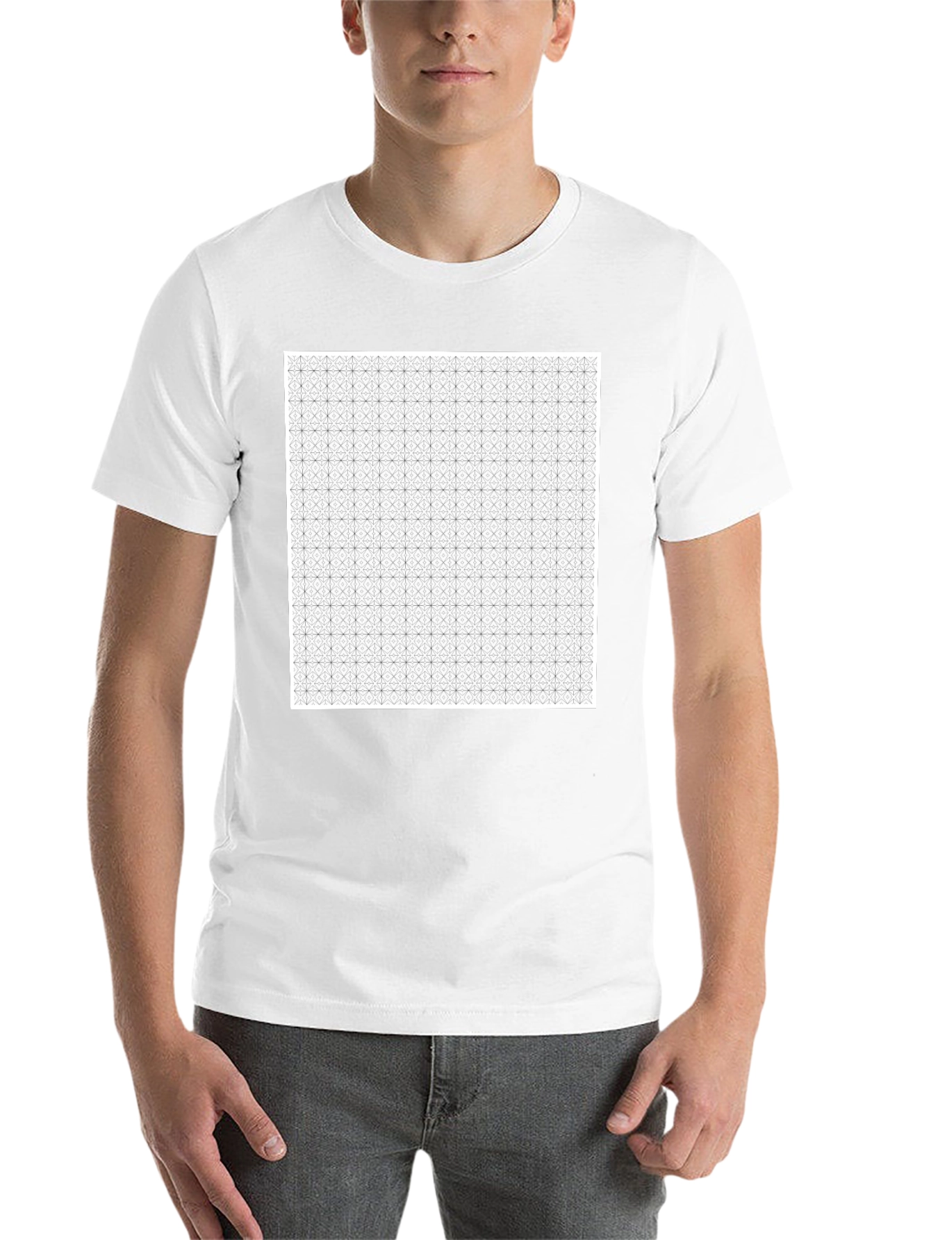 Black Geometric Pattern Black T-Shirt view 14