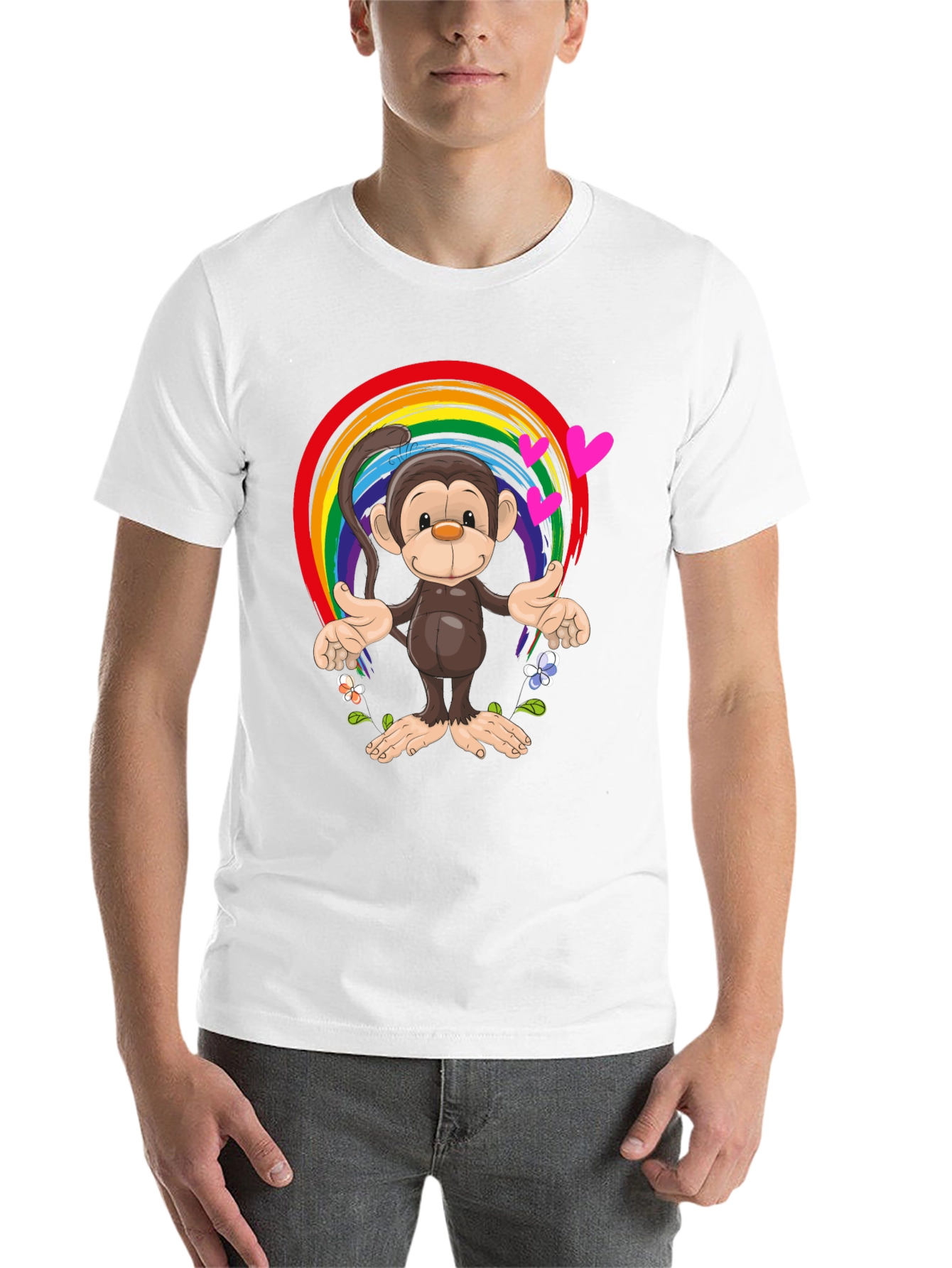 Black Rainbow Monkey Graphic Tee - Soft Cotton Blend view 14