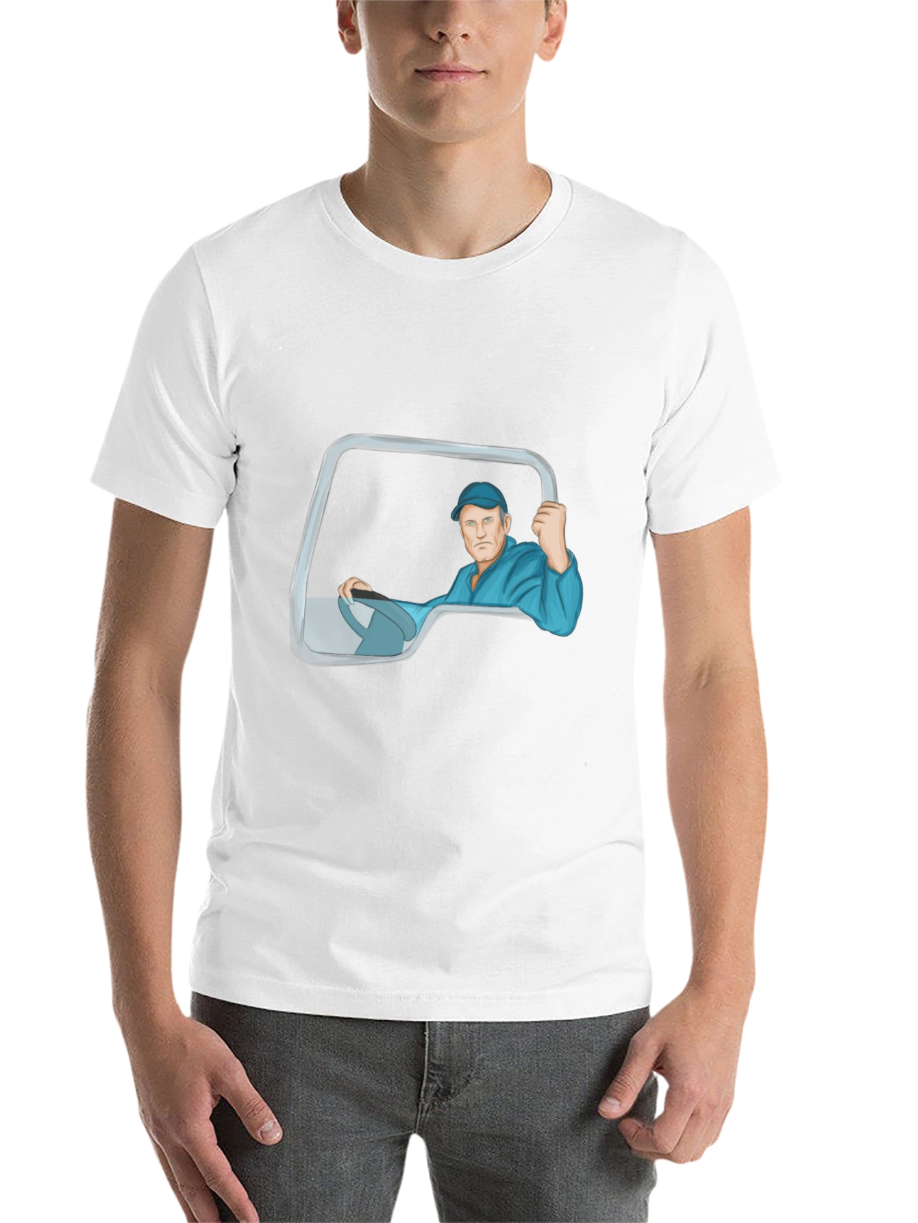 Black Trucker Cartoon Graphic T-Shirt view 14